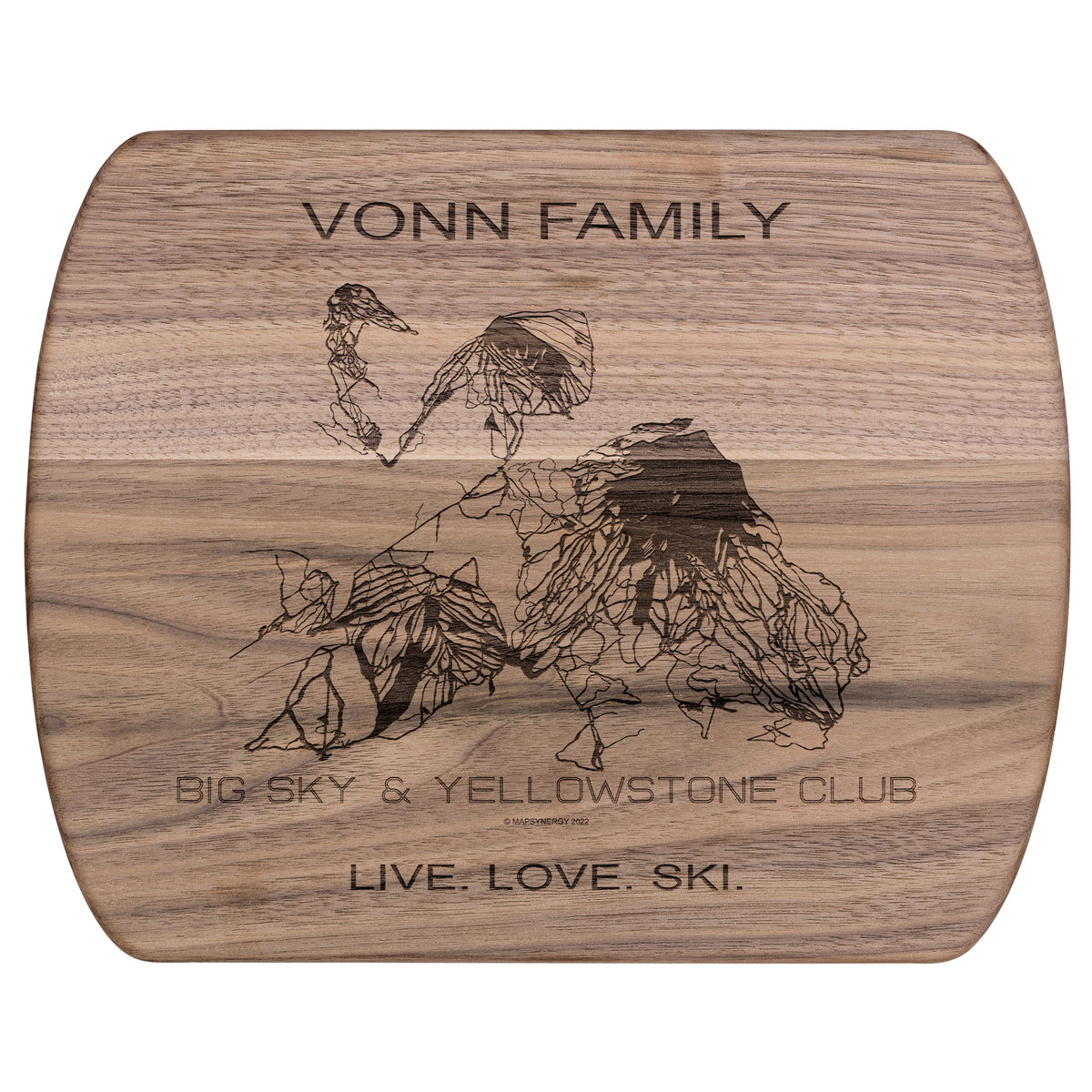 PERSONALIZED Big Sky &amp; Yellowstone Club , Montana SKI TRAIL MAP CUTTING BOARD