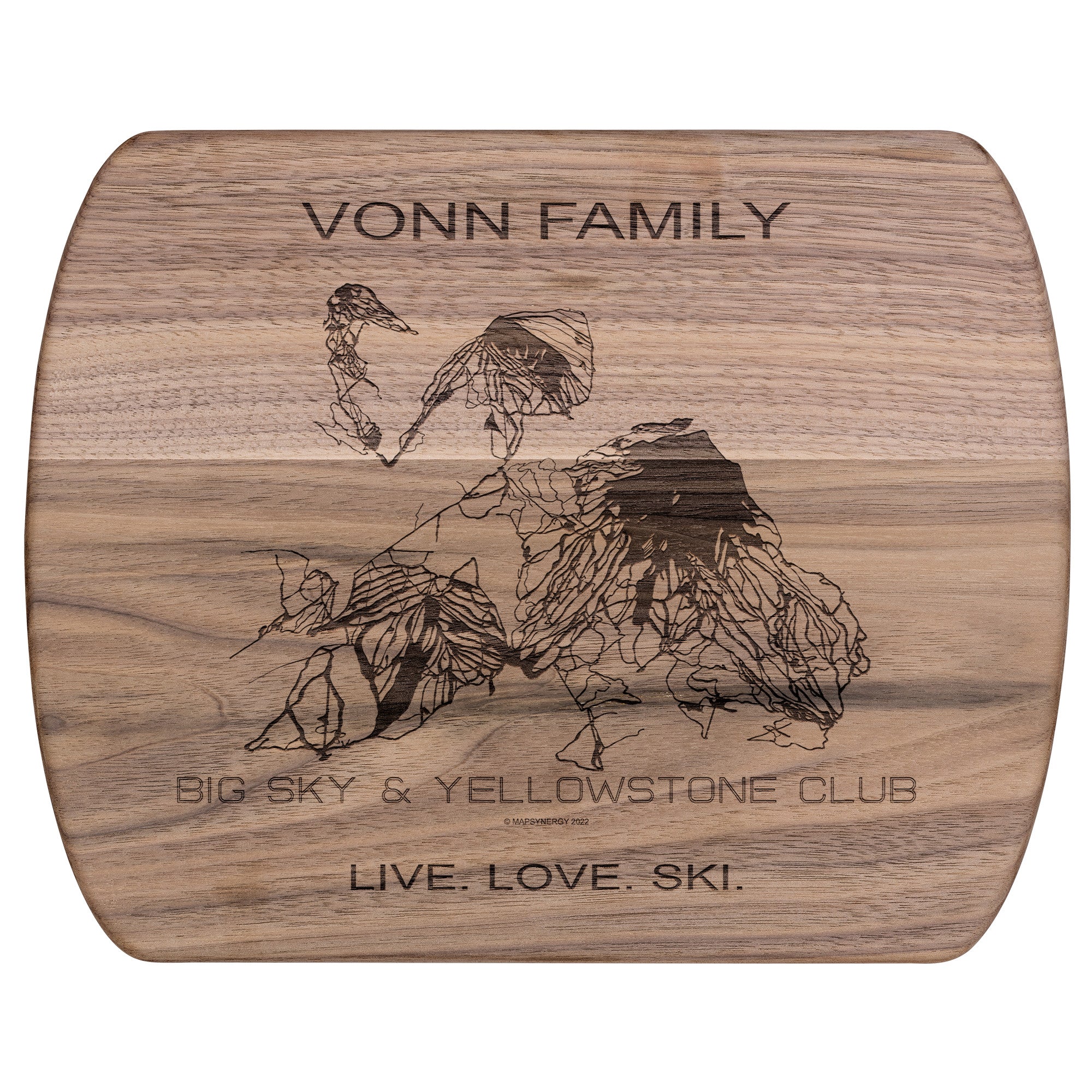 PERSONALIZED Big Sky & Yellowstone Club , Montana SKI TRAIL MAP CUTTING BOARD