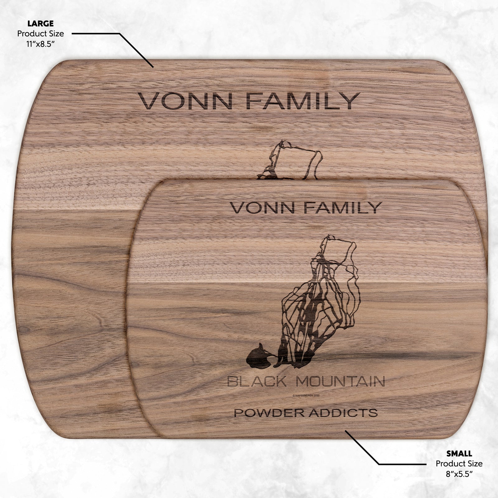 PERSONALIZED Black Mountain , New Hampshire SKI TRAIL MAP CUTTING BOARD