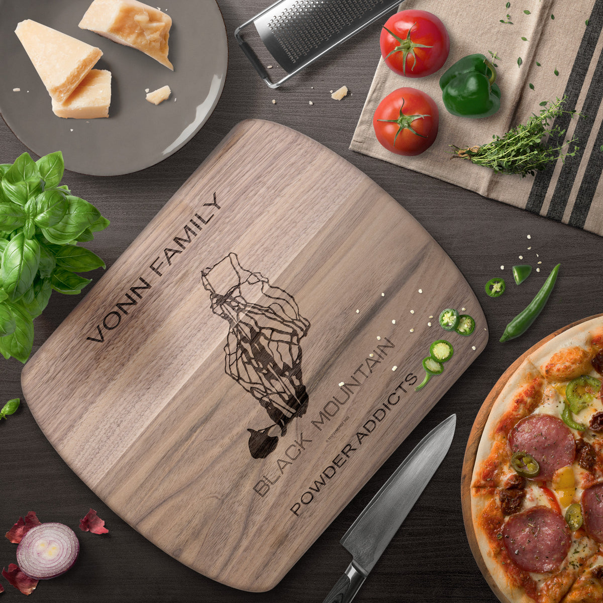 PERSONALIZED Black Mountain , New Hampshire SKI TRAIL MAP CUTTING BOARD