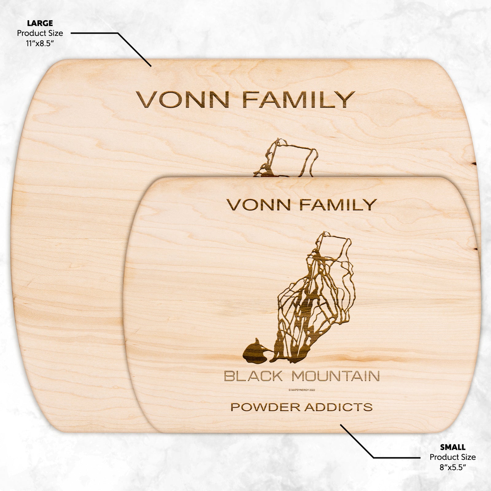 PERSONALIZED Black Mountain , New Hampshire SKI TRAIL MAP CUTTING BOARD