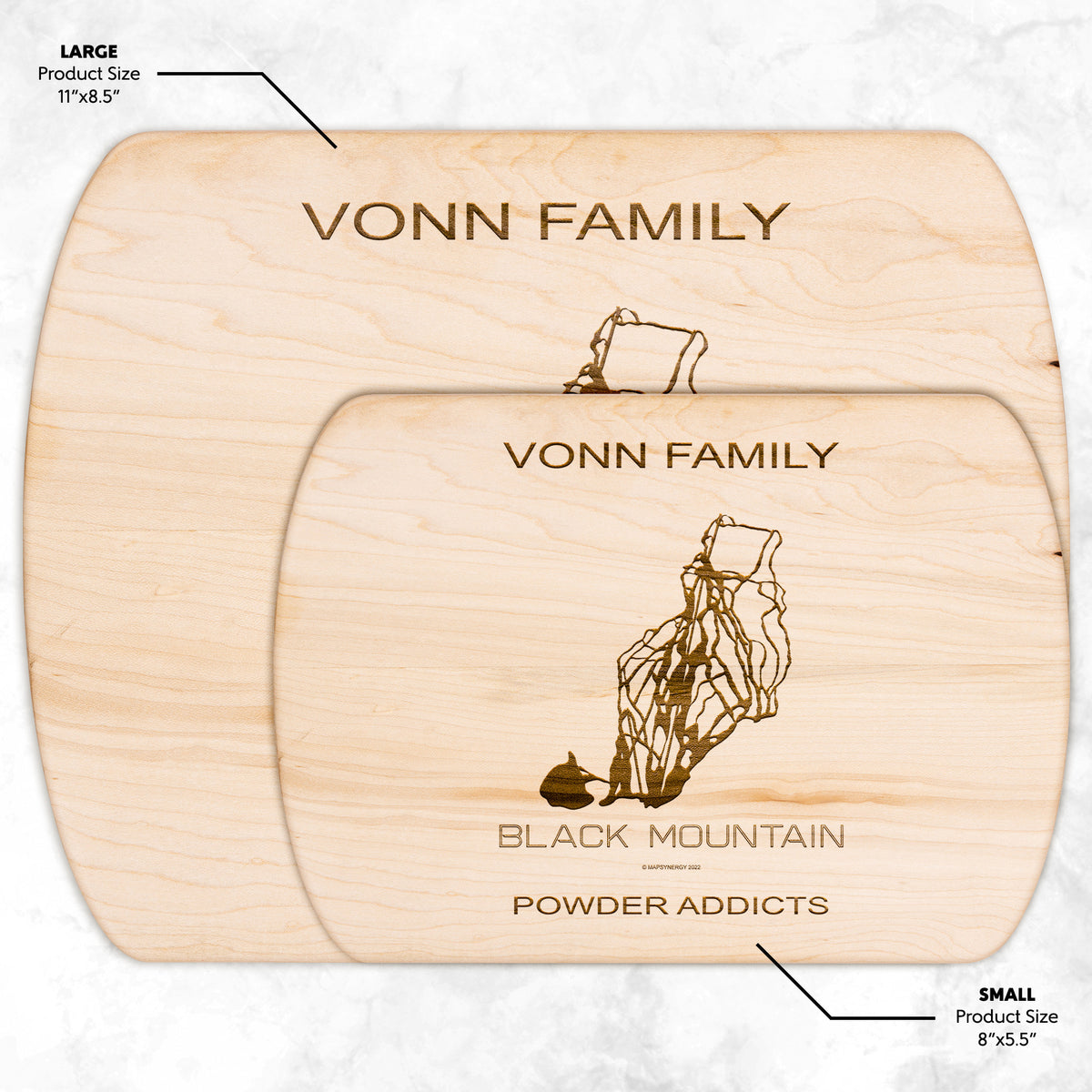 PERSONALIZED Black Mountain , New Hampshire SKI TRAIL MAP CUTTING BOARD