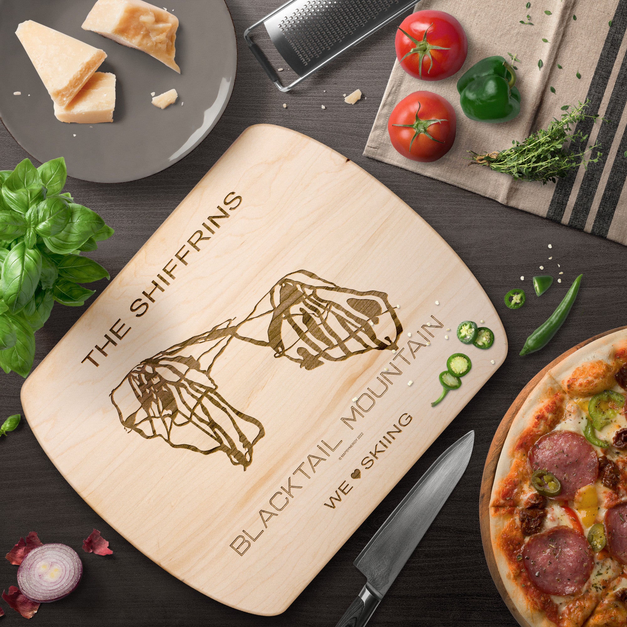 PERSONALIZED Blacktail Mountain , Montana SKI TRAIL MAP CUTTING BOARD
