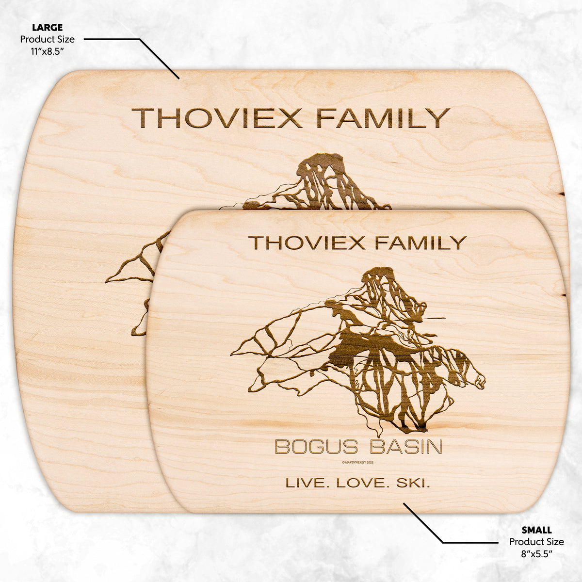 PERSONALIZED Bogus Basin , Idaho SKI TRAIL MAP CUTTING BOARD