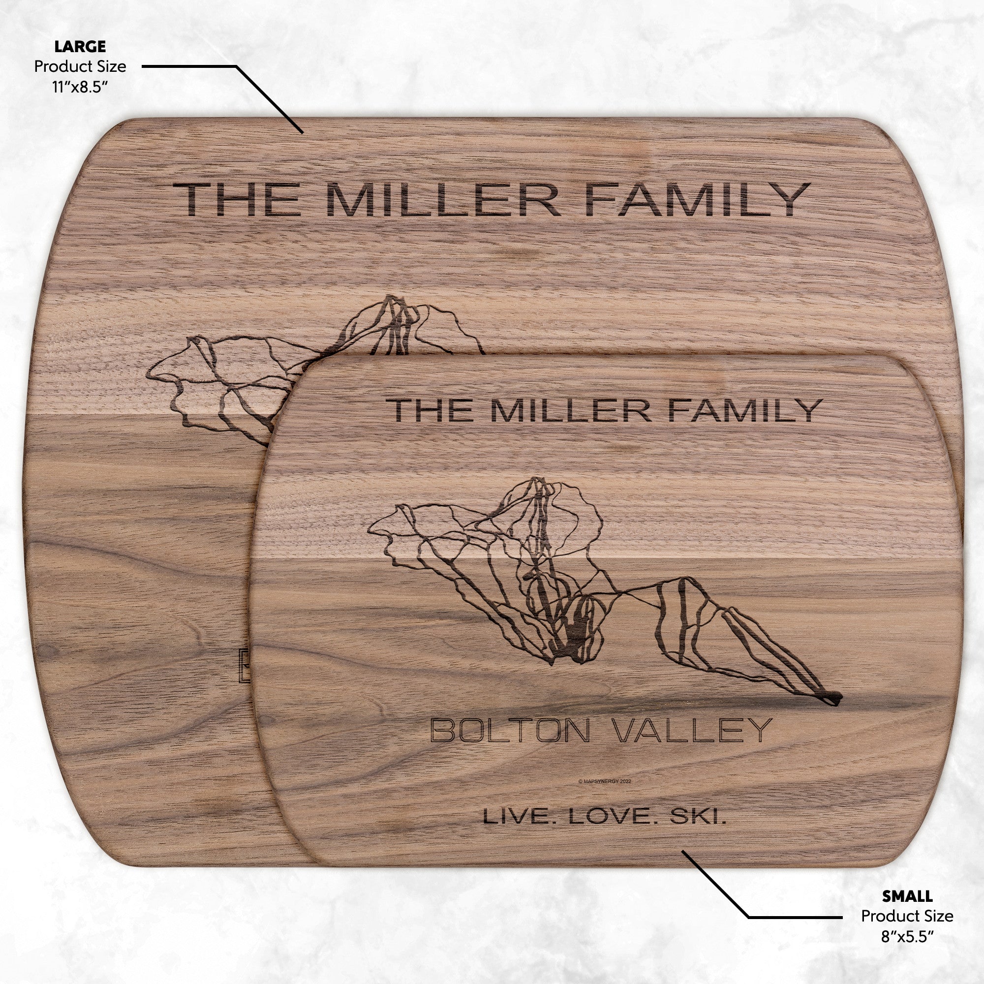 PERSONALIZED BoltonValley , Vermont  SKI TRAIL MAP CUTTING BOARD