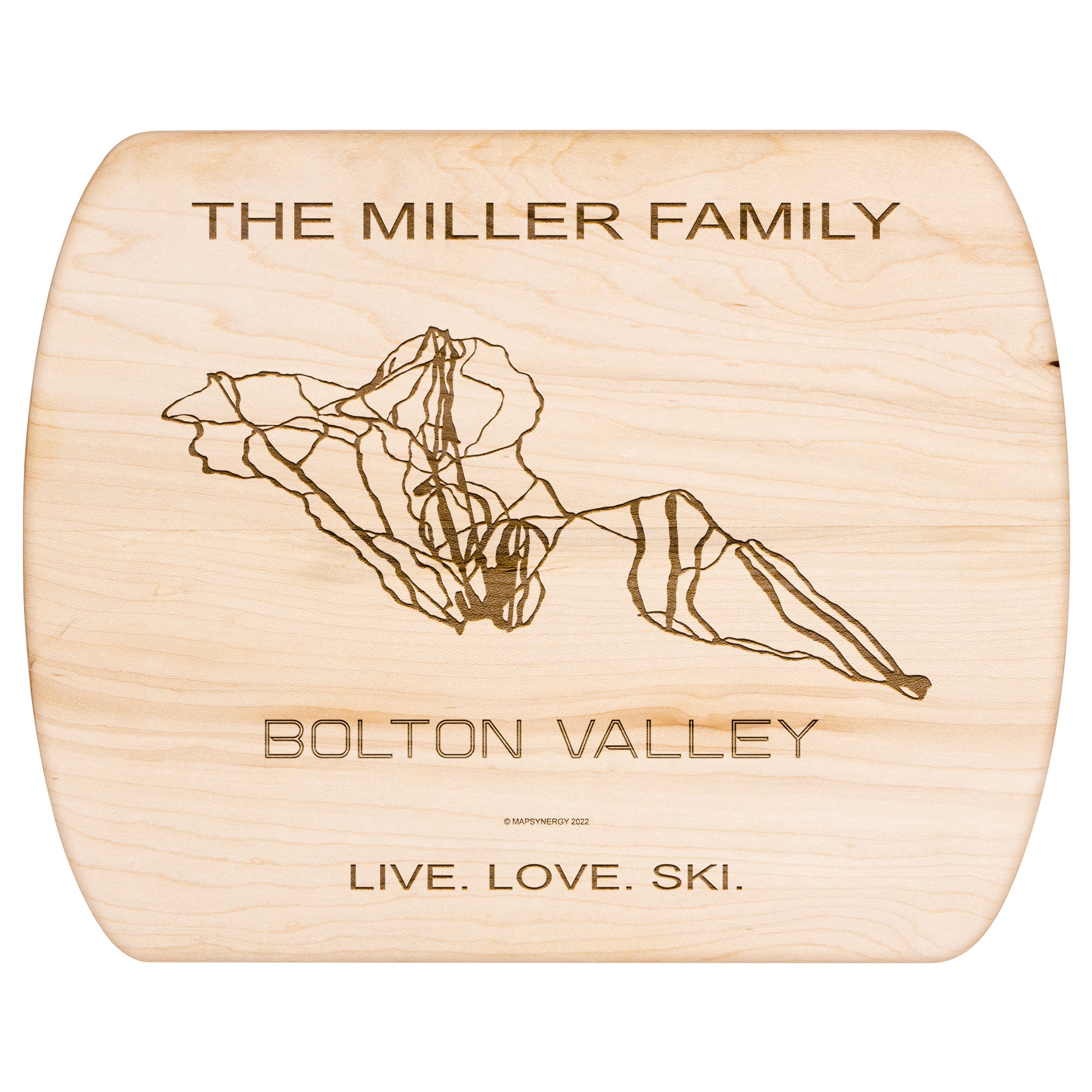 PERSONALIZED BoltonValley , Vermont  SKI TRAIL MAP CUTTING BOARD