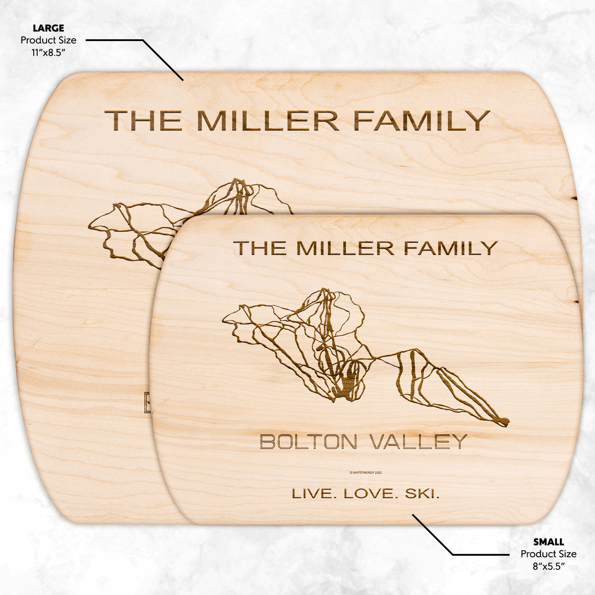 PERSONALIZED BoltonValley , Vermont  SKI TRAIL MAP CUTTING BOARD