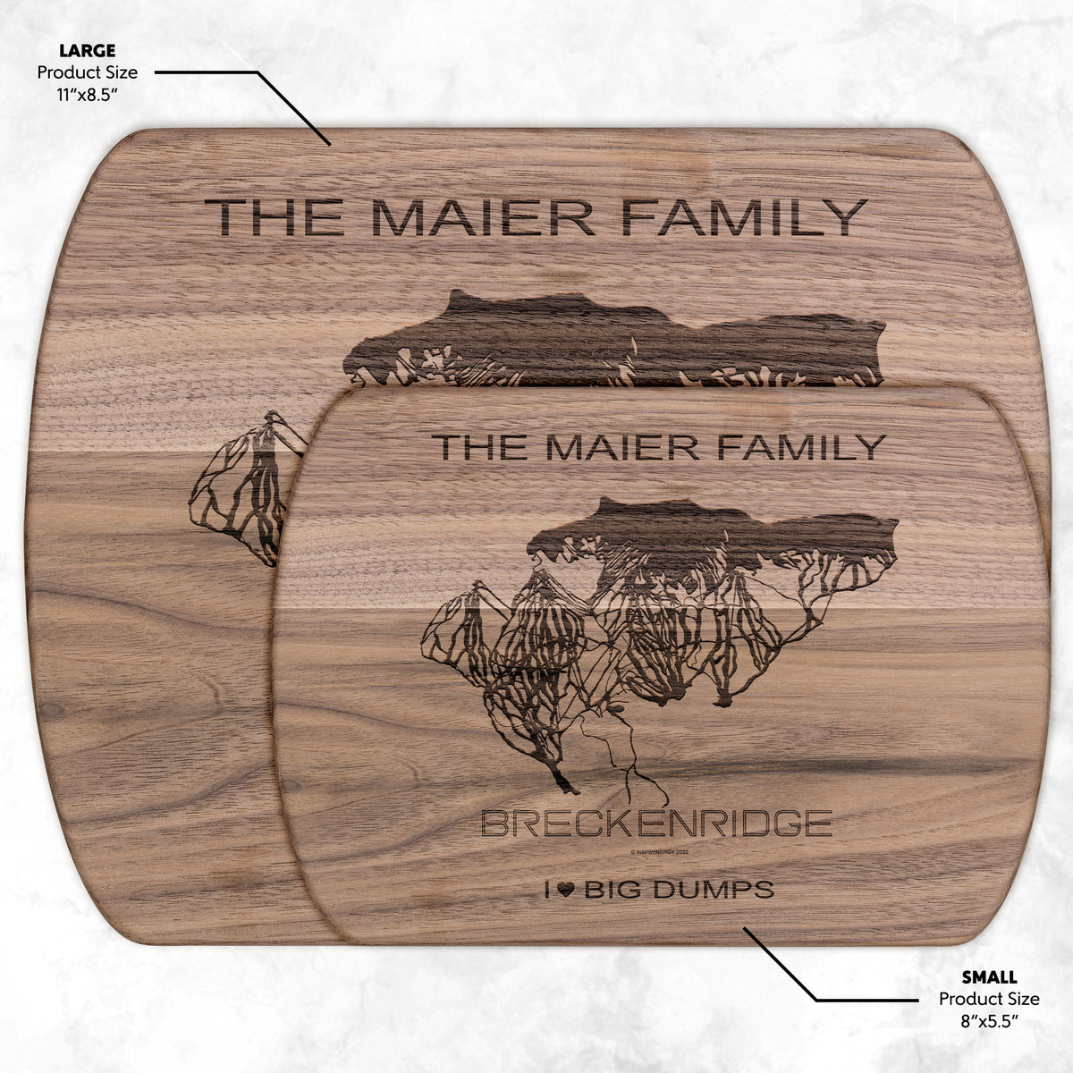 PERSONALIZED Breckenridge ,Colorado SKI TRAIL MAP CUTTING BOARD