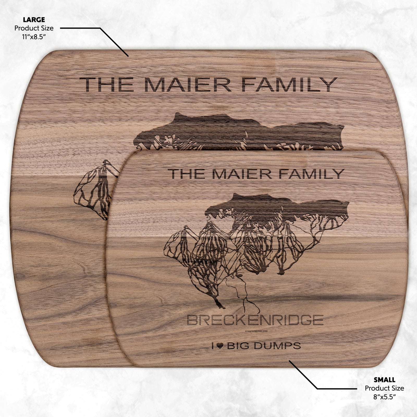 PERSONALIZED Breckenridge ,Colorado SKI TRAIL MAP CUTTING BOARD