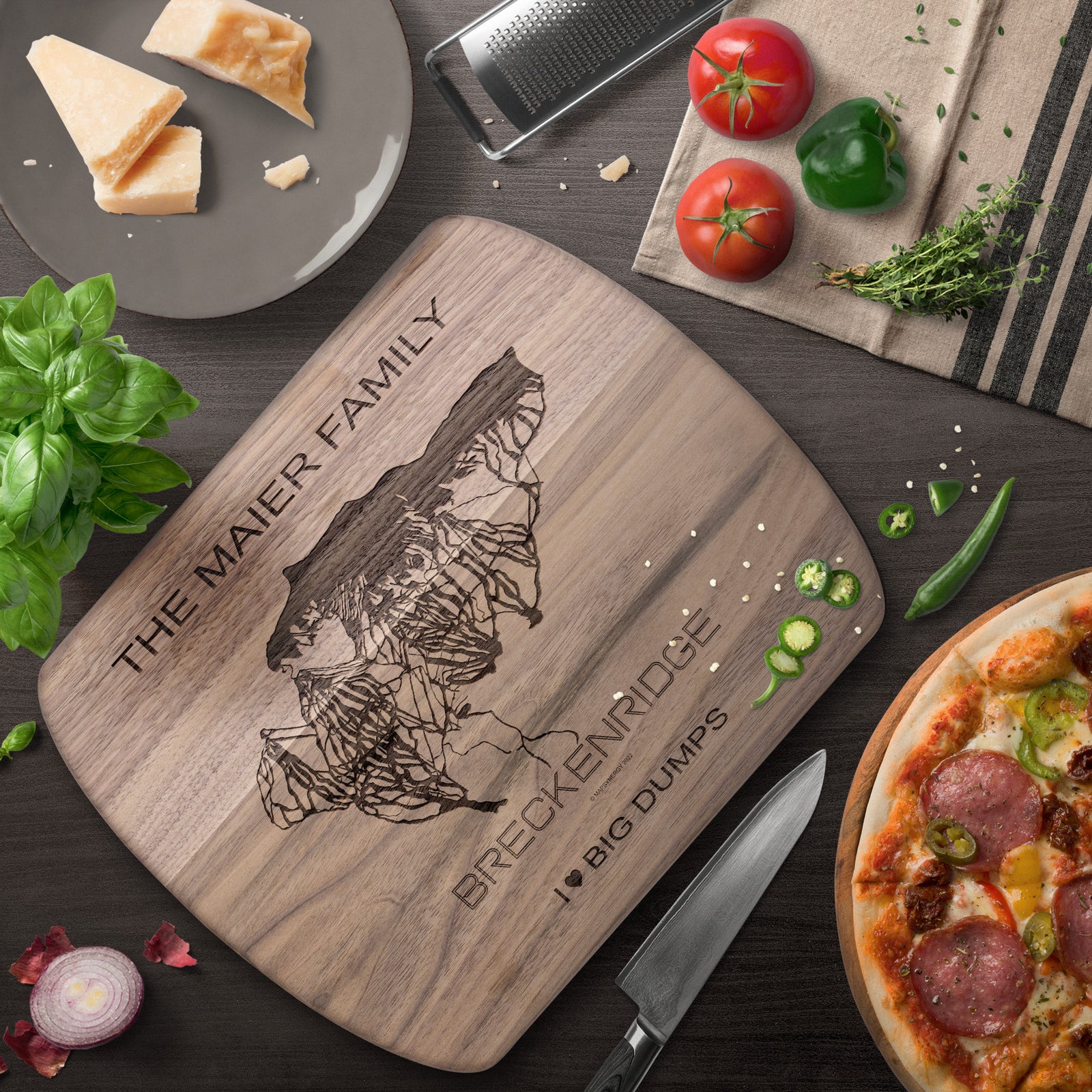PERSONALIZED Breckenridge ,Colorado SKI TRAIL MAP CUTTING BOARD