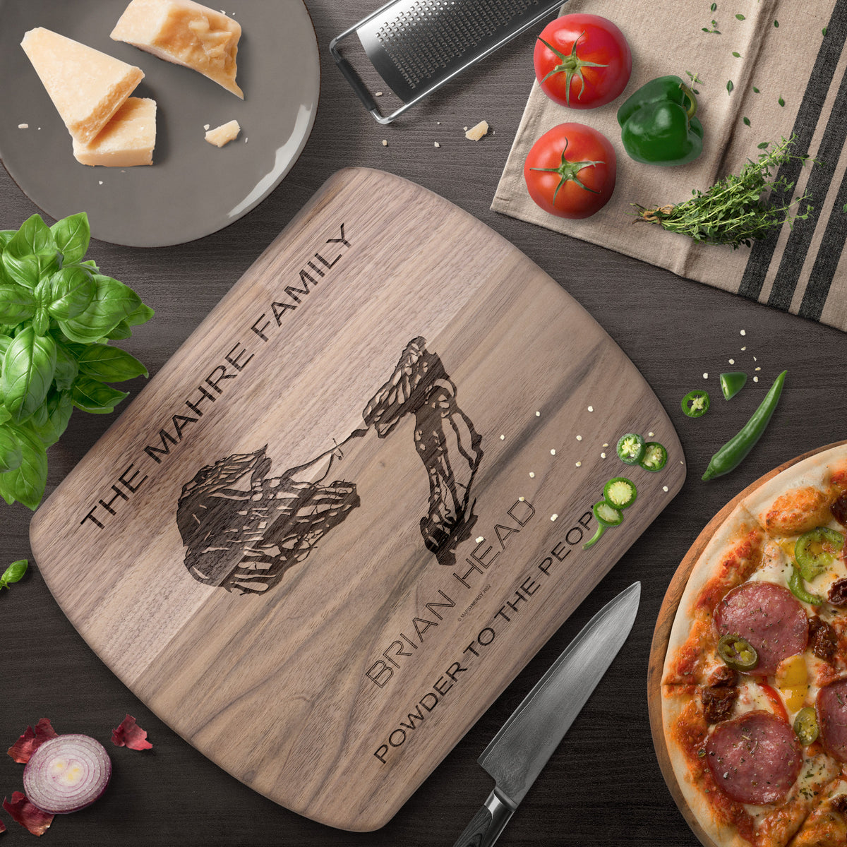 PERSONALIZED Brian Head ,Utah SKI TRAIL MAP CUTTING BOARD