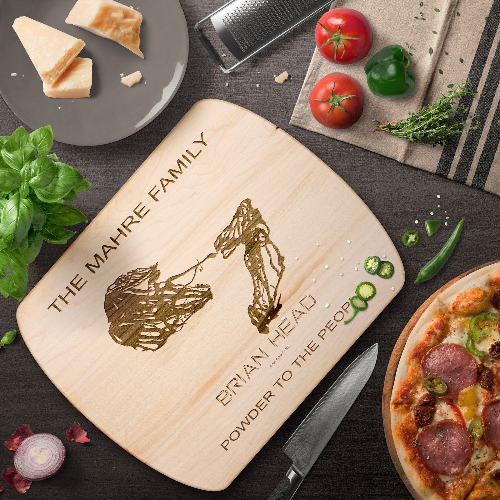 PERSONALIZED Brian Head ,Utah SKI TRAIL MAP CUTTING BOARD