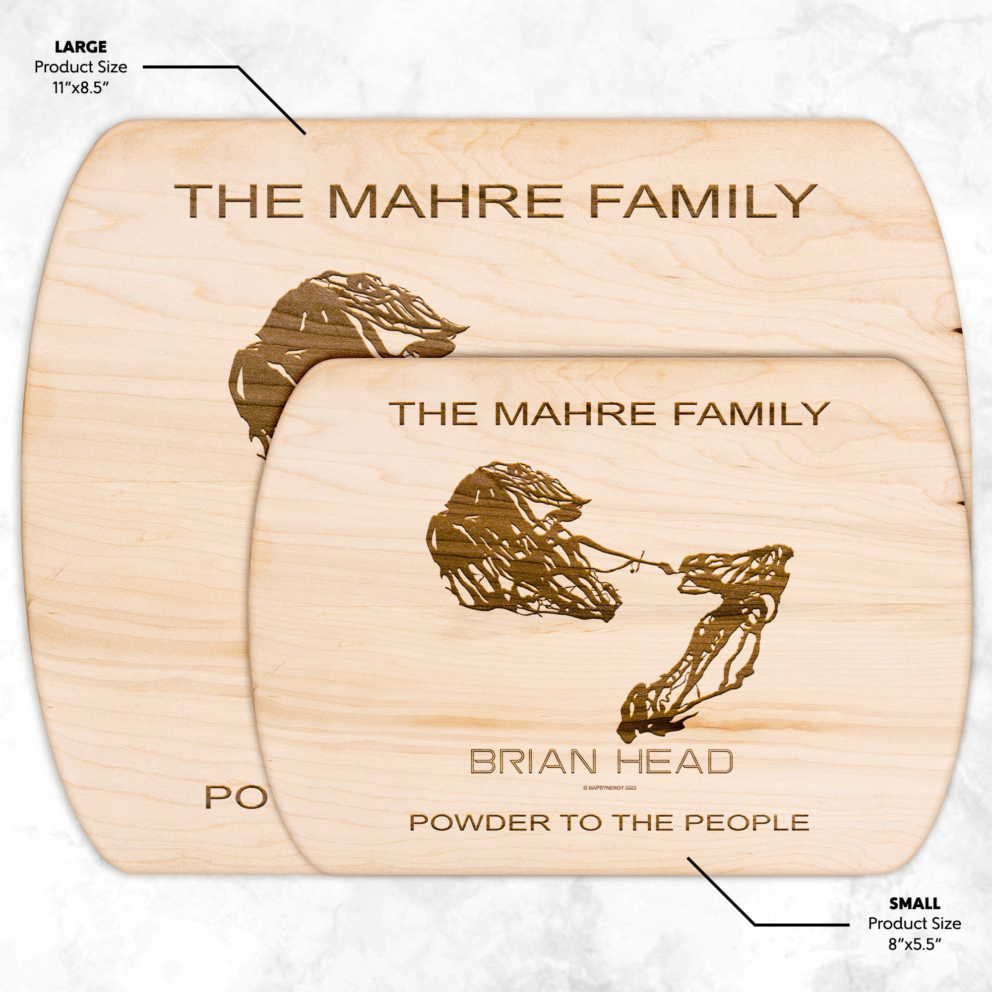 PERSONALIZED Brian Head ,Utah SKI TRAIL MAP CUTTING BOARD