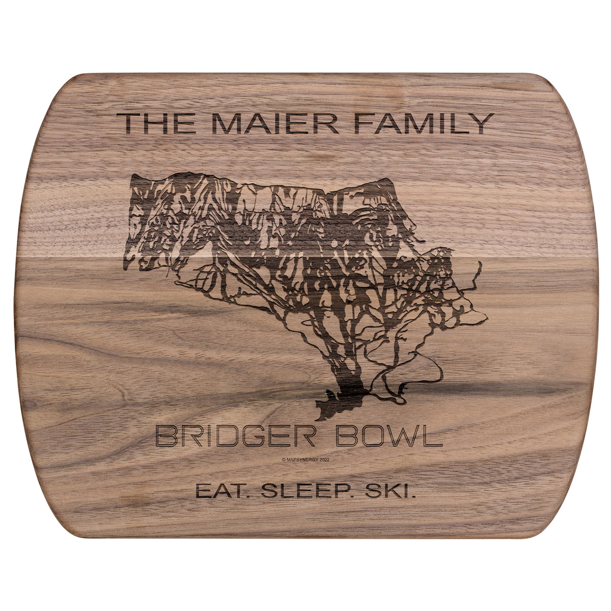 PERSONALIZED Bridger Bowl , Montana SKI TRAIL MAP CUTTING BOARD
