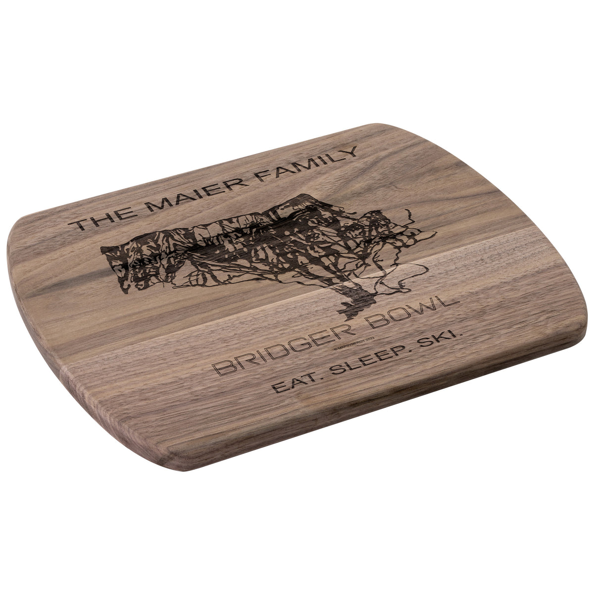 PERSONALIZED Bridger Bowl , Montana SKI TRAIL MAP CUTTING BOARD