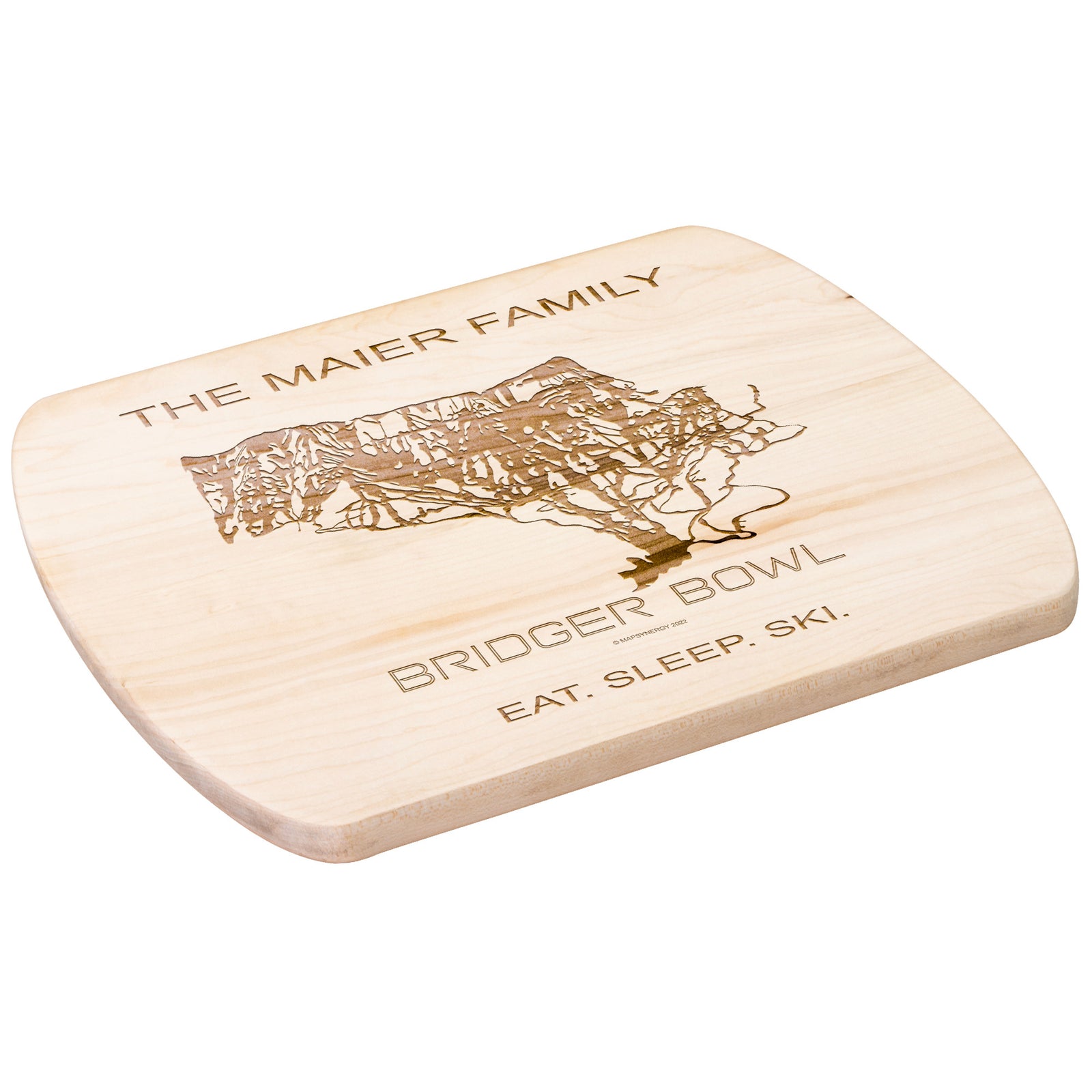 PERSONALIZED Bridger Bowl , Montana SKI TRAIL MAP CUTTING BOARD