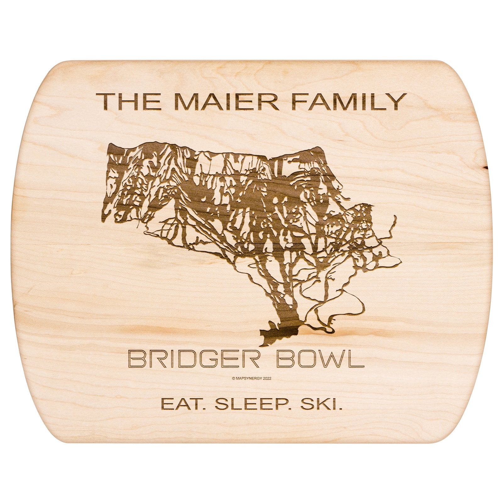 PERSONALIZED Bridger Bowl , Montana SKI TRAIL MAP CUTTING BOARD