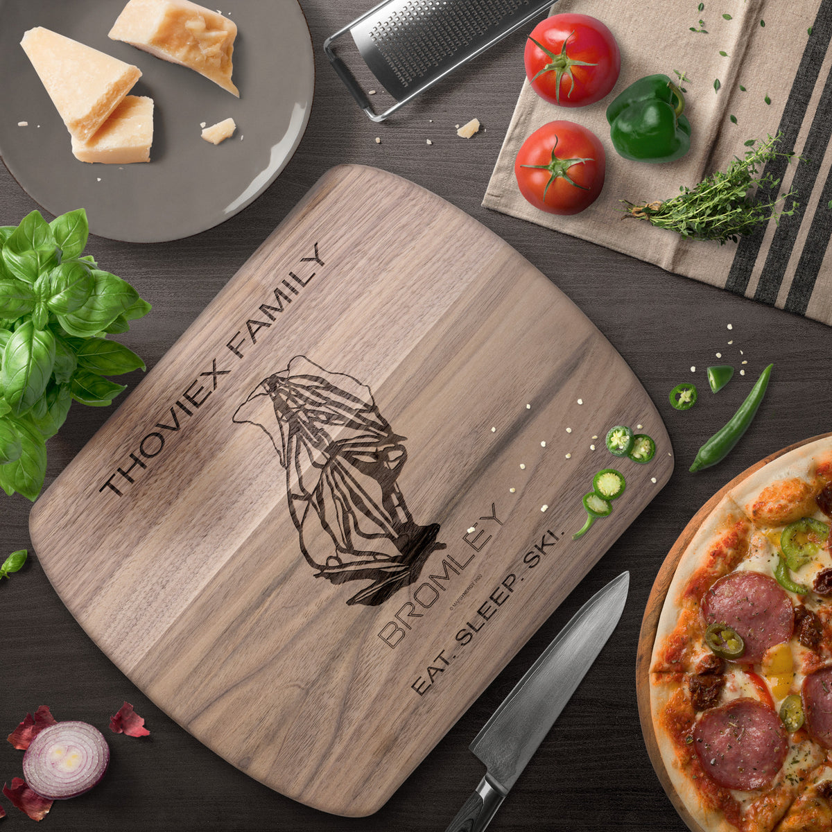 PERSONALIZED Bromley , Vermont  SKI TRAIL MAP CUTTING BOARD
