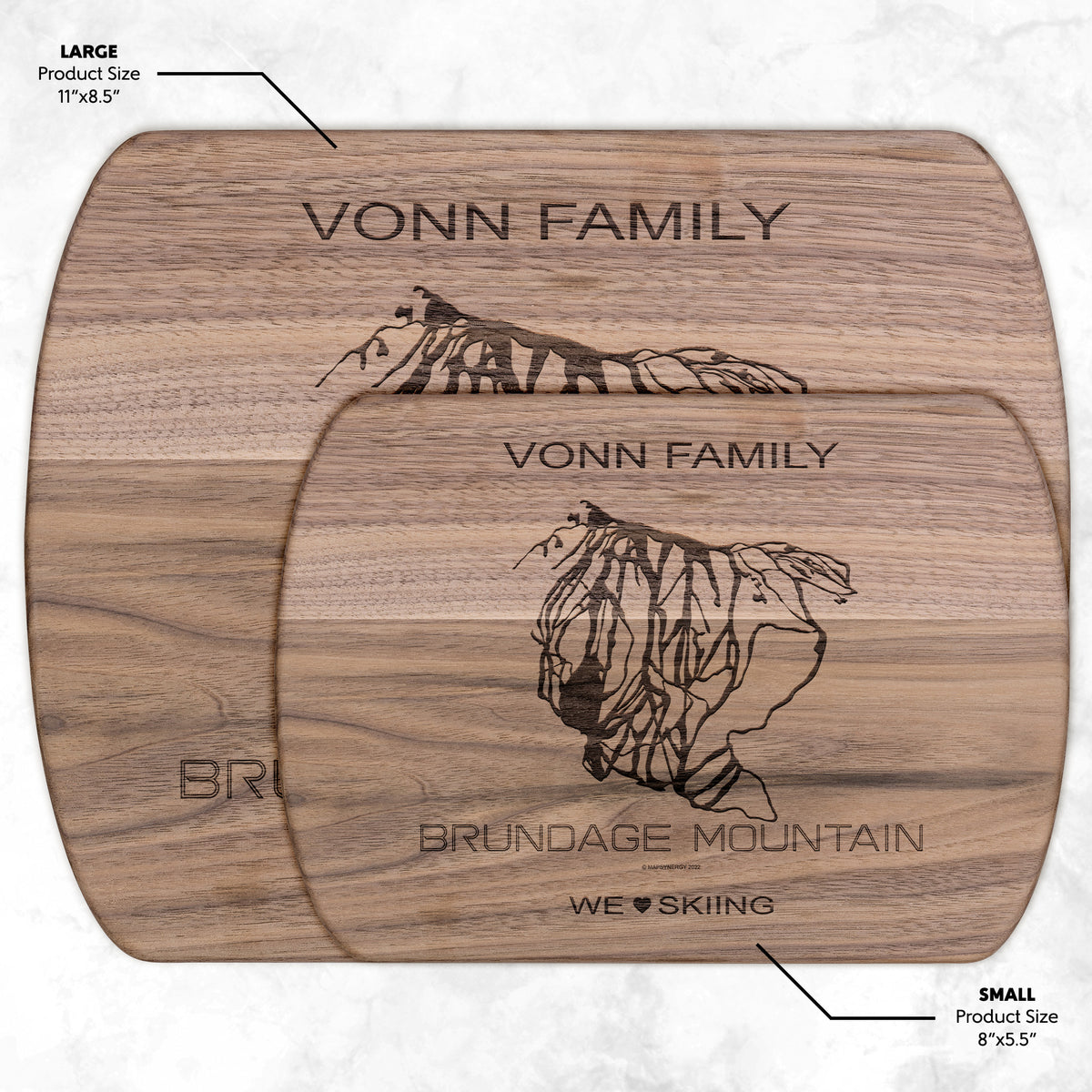 PERSONALIZED Brundage Mountain , Idaho SKI TRAIL MAP CUTTING BOARD