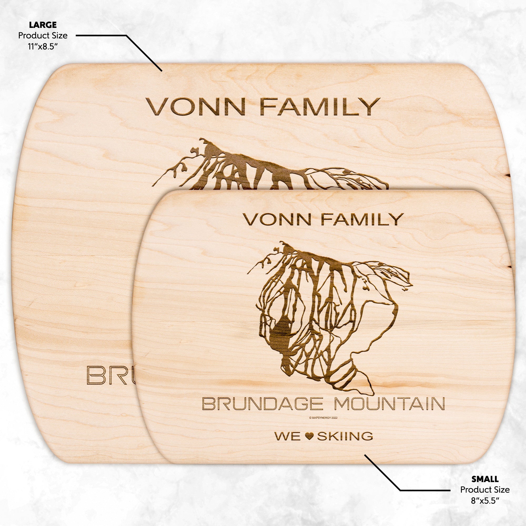 PERSONALIZED Brundage Mountain , Idaho SKI TRAIL MAP CUTTING BOARD