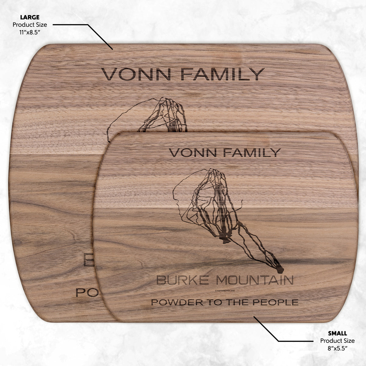 PERSONALIZED Burke Mountain, Vermont  SKI TRAIL MAP CUTTING BOARD