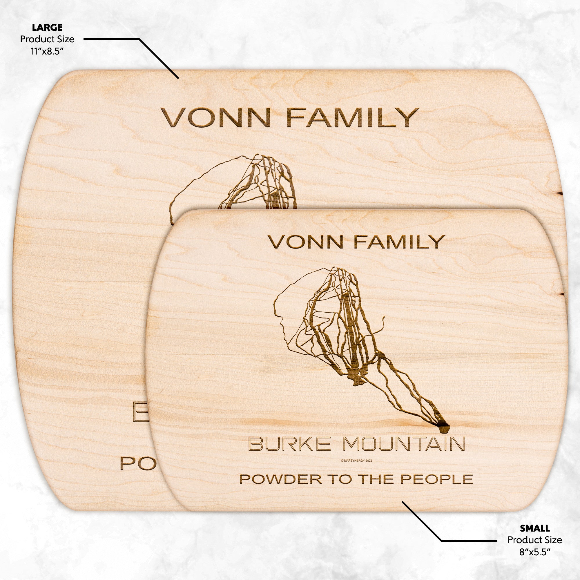 PERSONALIZED Burke Mountain, Vermont  SKI TRAIL MAP CUTTING BOARD