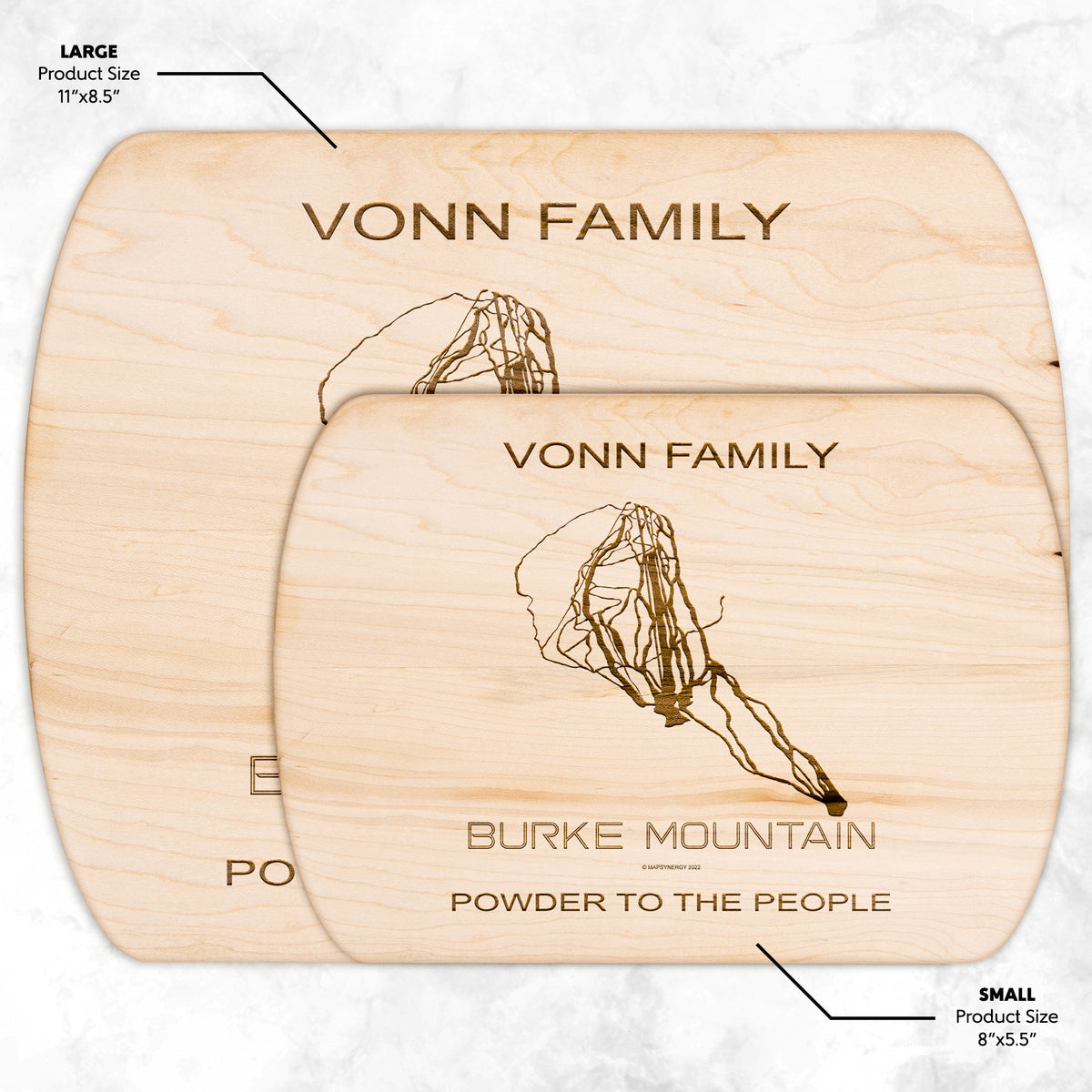 PERSONALIZED Burke Mountain, Vermont  SKI TRAIL MAP CUTTING BOARD