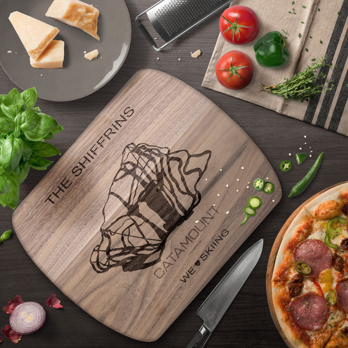 PERSONALIZED CATAMOUNT, NEW YORK SKI TRAIL MAP CUTTING BOARD - Powderaddicts