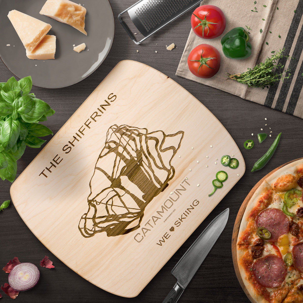 PERSONALIZED CATAMOUNT, NEW YORK SKI TRAIL MAP CUTTING BOARD - Powderaddicts