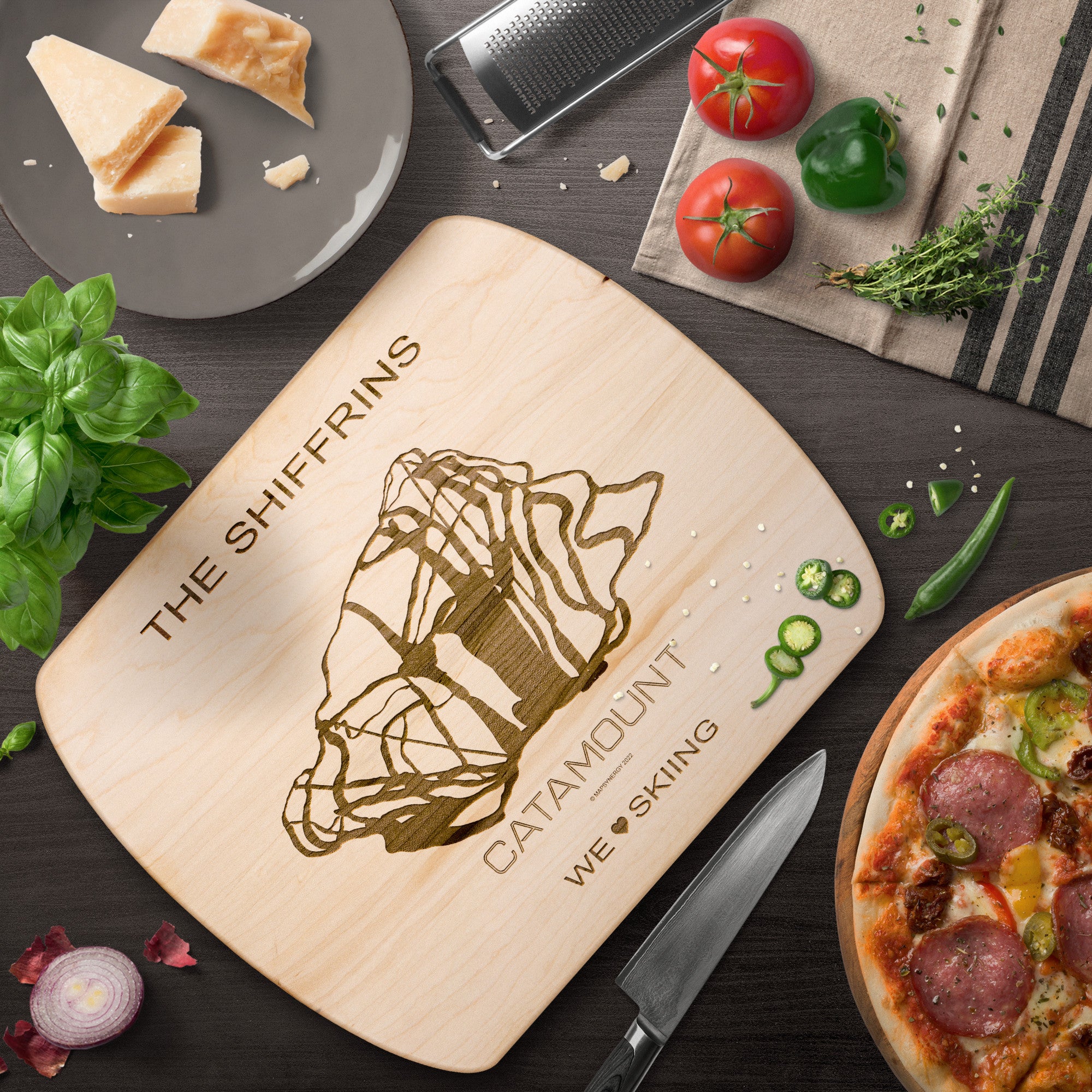 PERSONALIZED CATAMOUNT, NEW YORK SKI TRAIL MAP CUTTING BOARD