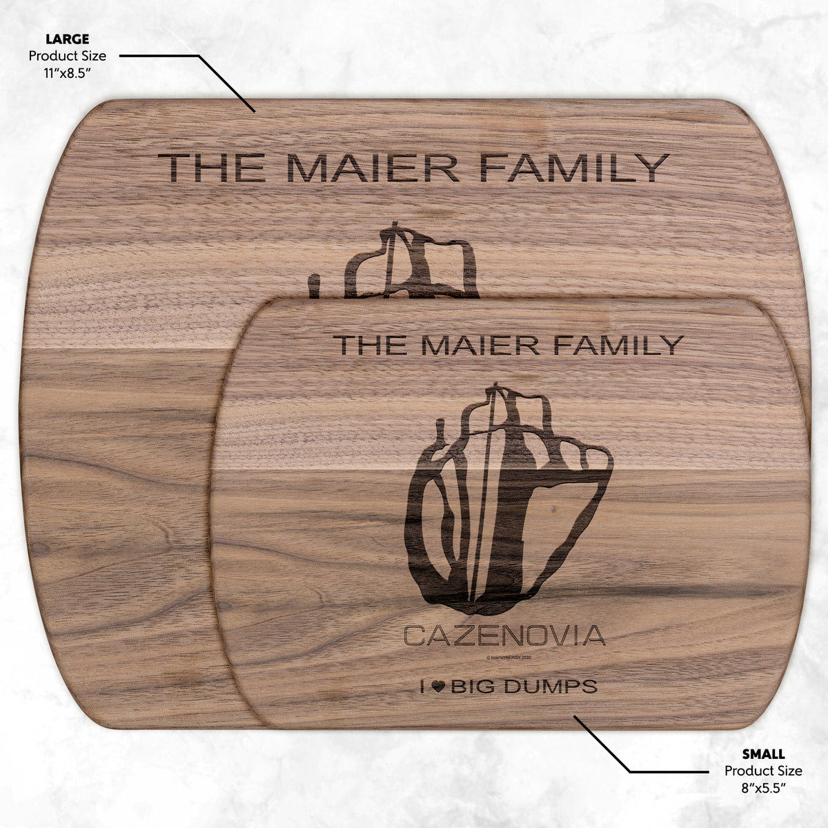 PERSONALIZED CAZENOVIA, NEW YORK SKI TRAIL MAP CUTTING BOARD