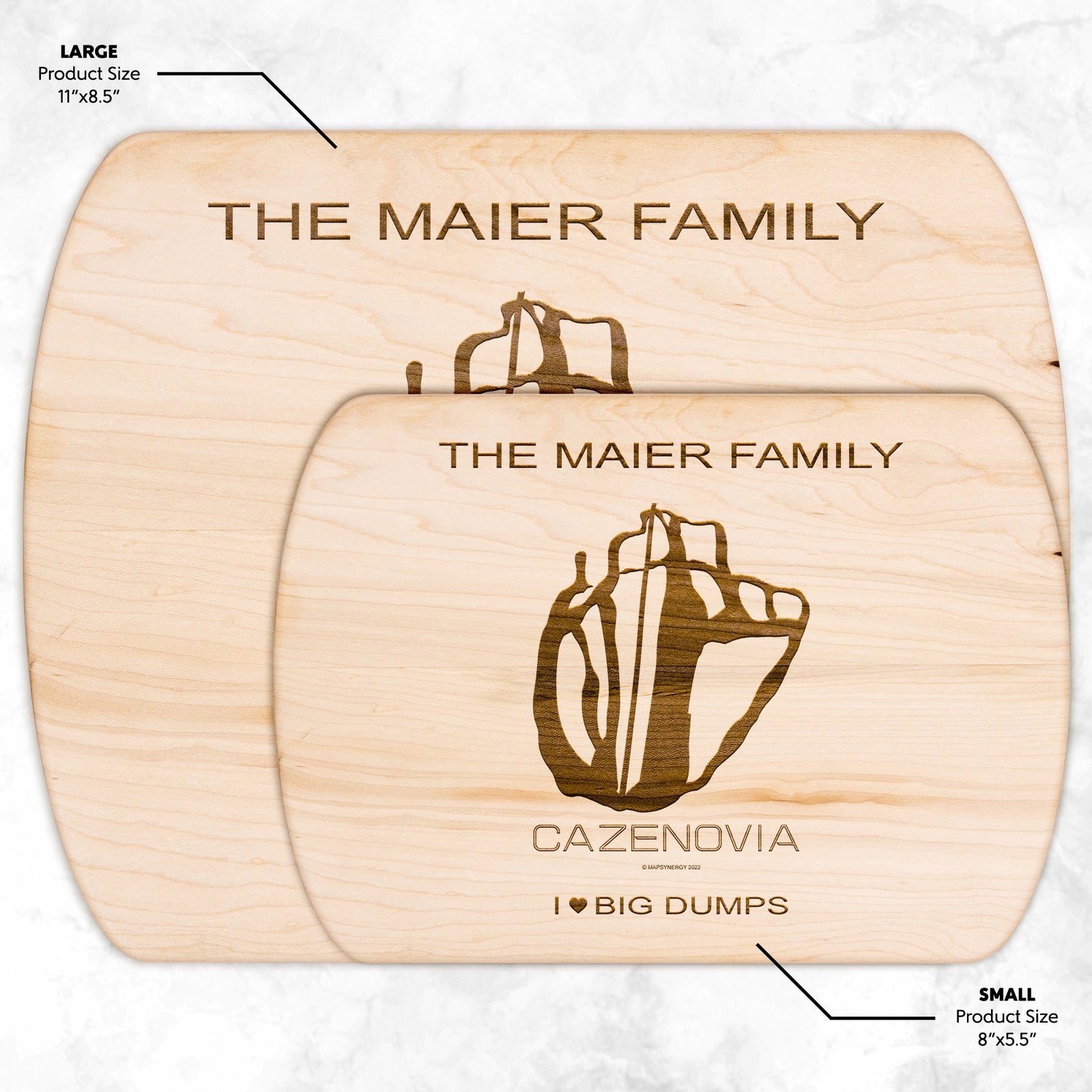 PERSONALIZED CAZENOVIA, NEW YORK SKI TRAIL MAP CUTTING BOARD
