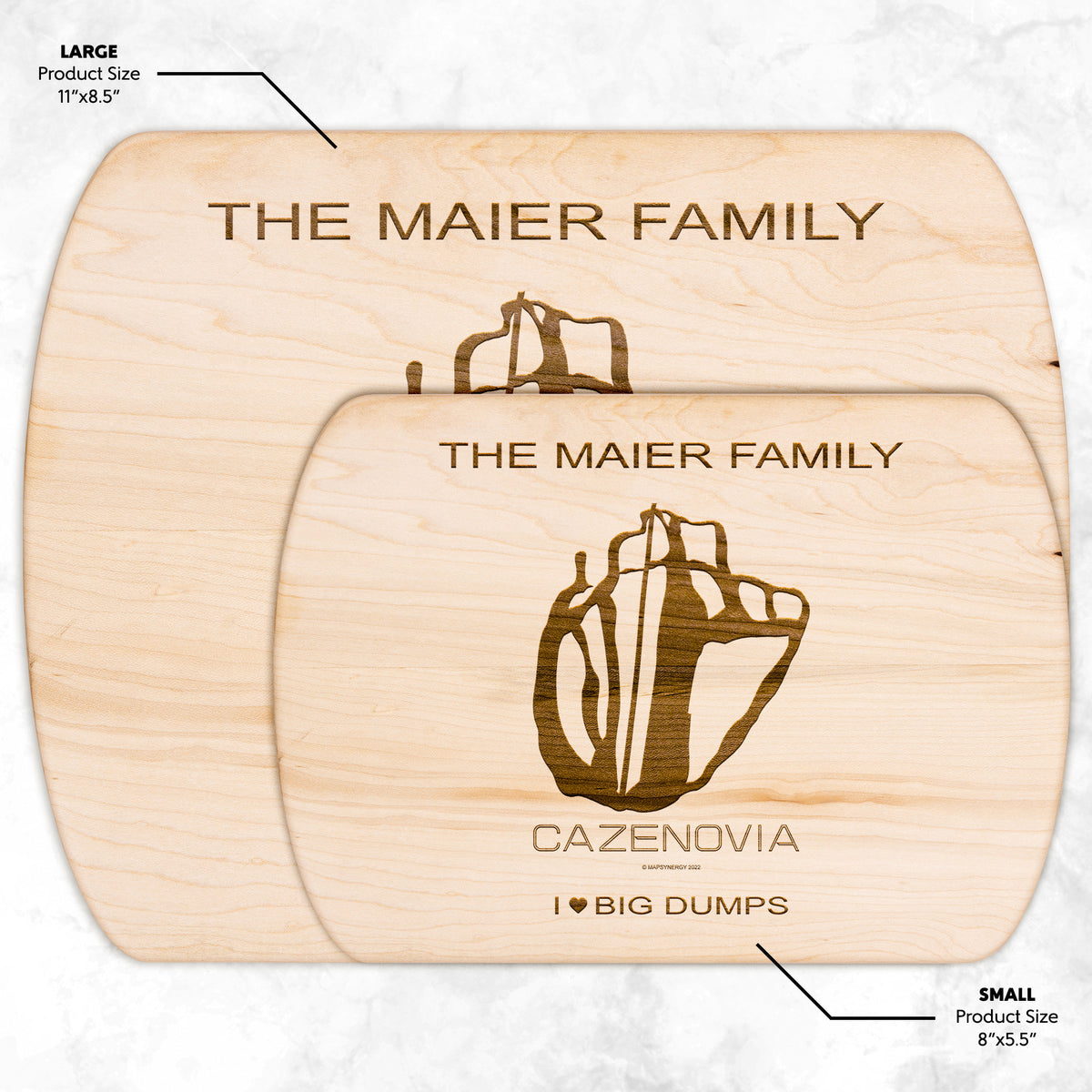 PERSONALIZED CAZENOVIA, NEW YORK SKI TRAIL MAP CUTTING BOARD