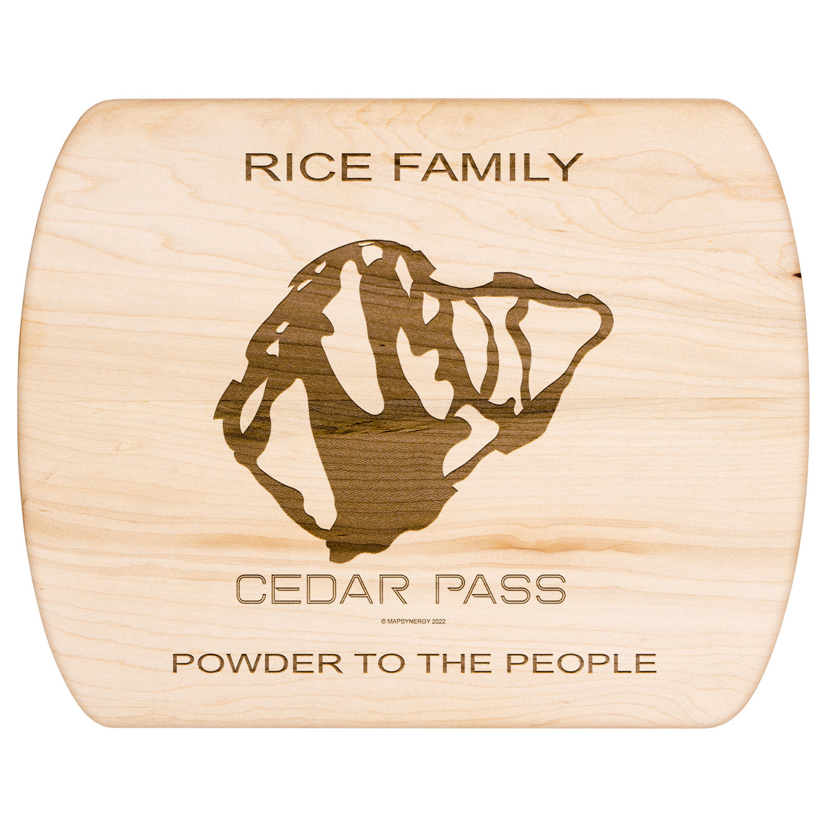 PERSONALIZED CEDAR PASS , CALIFORNIA SKI TRAIL MAP CUTTING BOARD