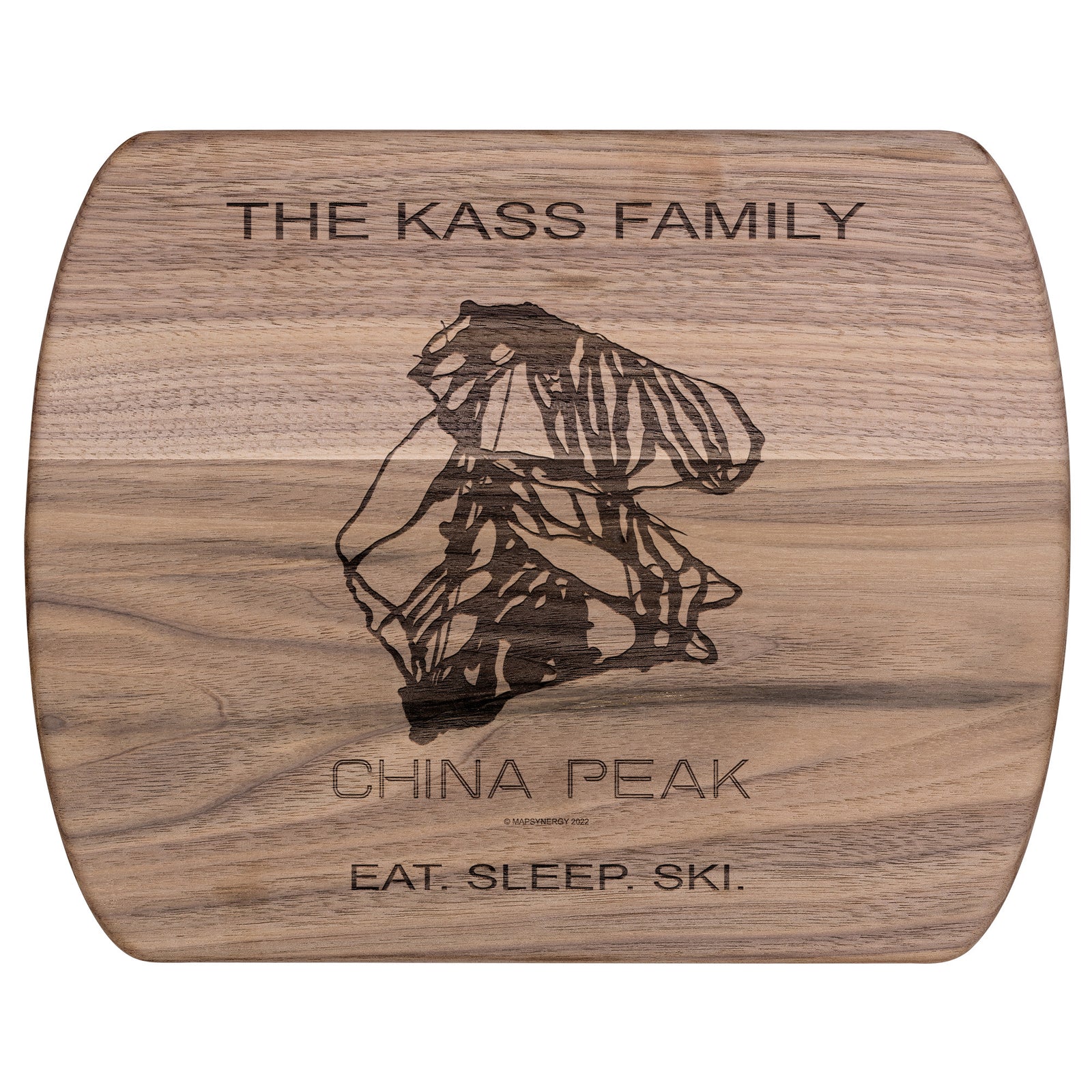 PERSONALIZED CHINA PEAK, CALIFORNIA SKI TRAIL MAP CUTTING BOARD