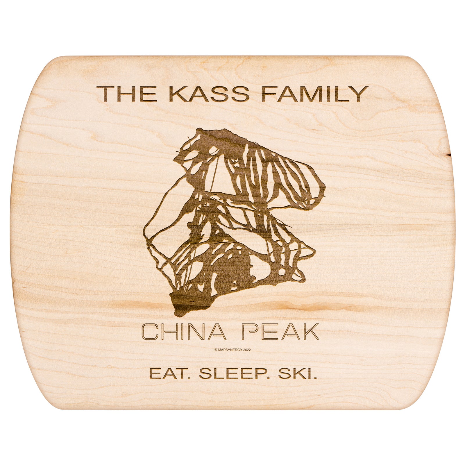 PERSONALIZED CHINA PEAK, CALIFORNIA SKI TRAIL MAP CUTTING BOARD