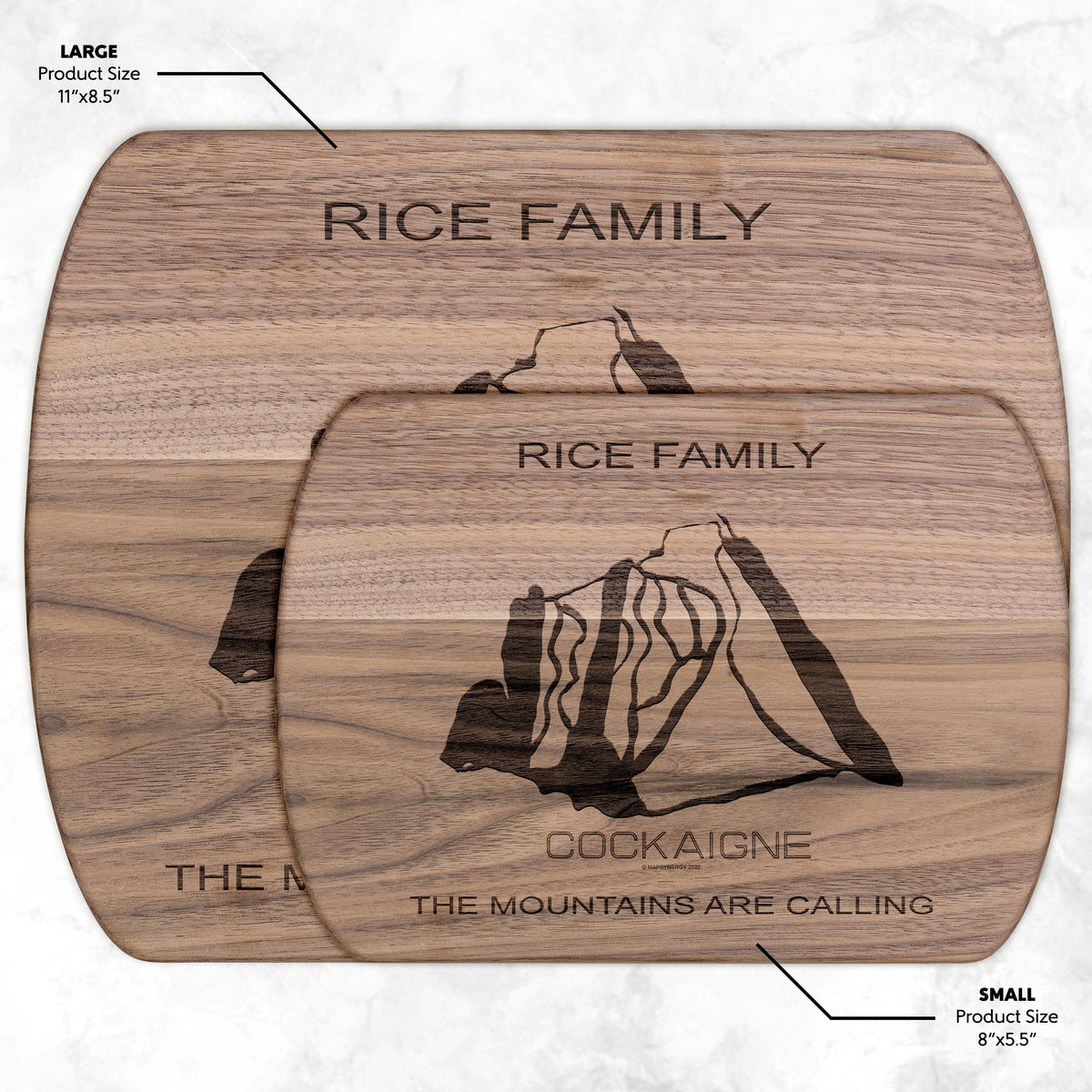 PERSONALIZED COCKAIGNE, NEW YORK SKI TRAIL MAP CUTTING BOARD