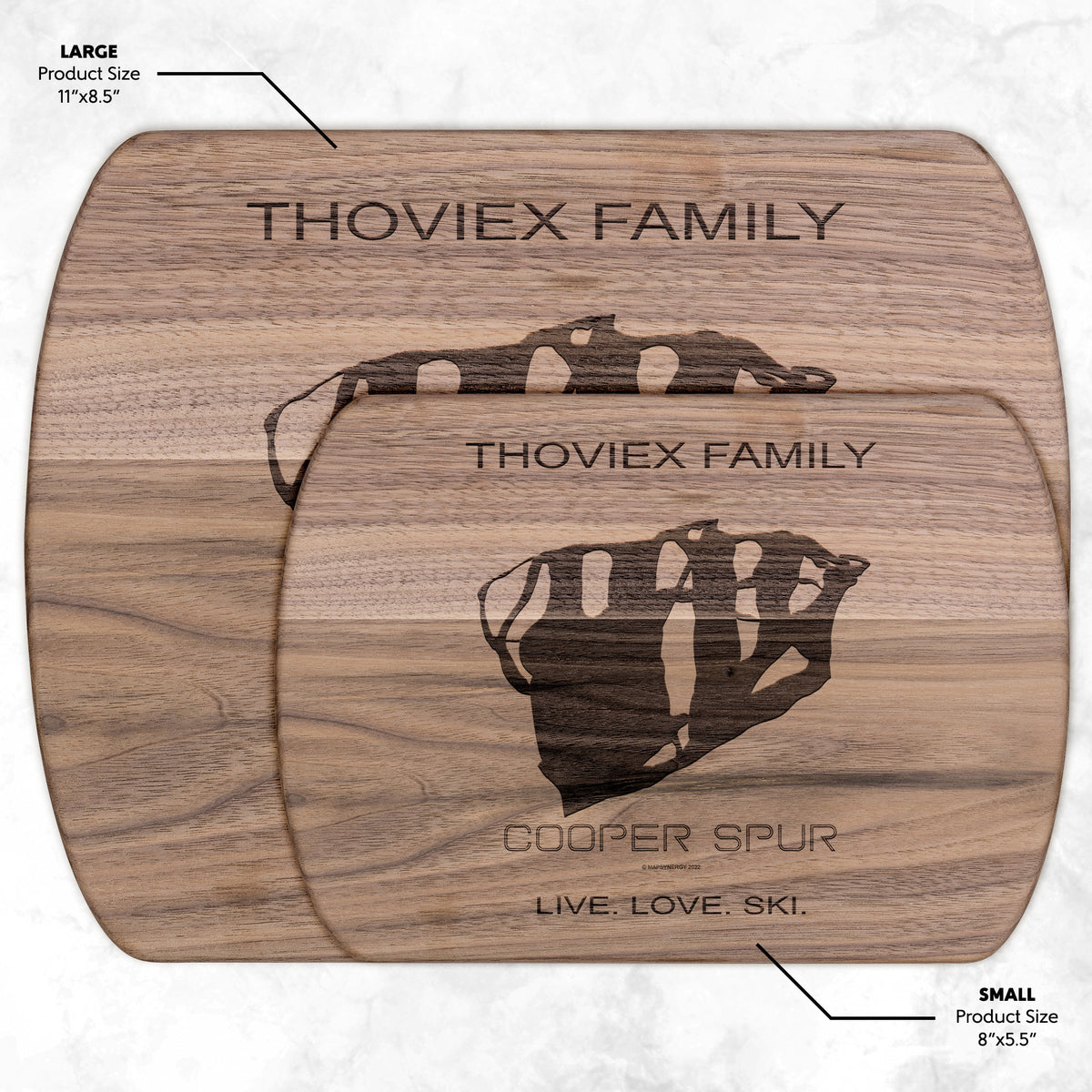 PERSONALIZED COOPER SPUR,OREGON SKI TRAIL MAP CUTTING BOARD