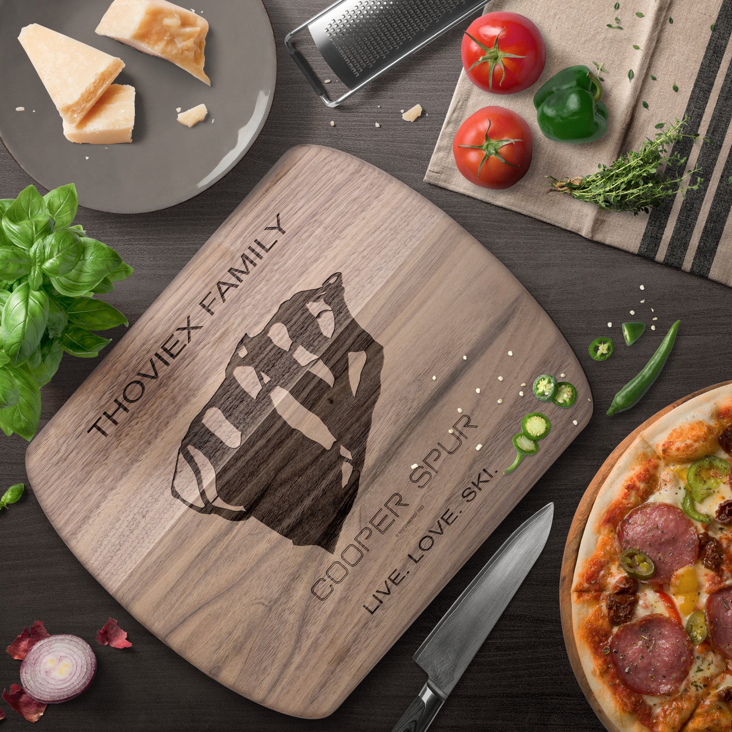 PERSONALIZED COOPER SPUR,OREGON SKI TRAIL MAP CUTTING BOARD