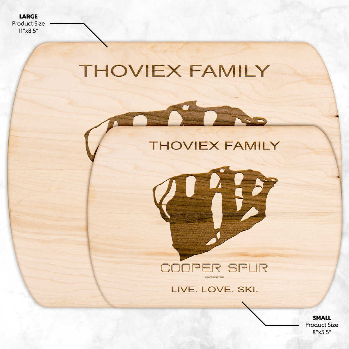 PERSONALIZED COOPER SPUR,OREGON SKI TRAIL MAP CUTTING BOARD