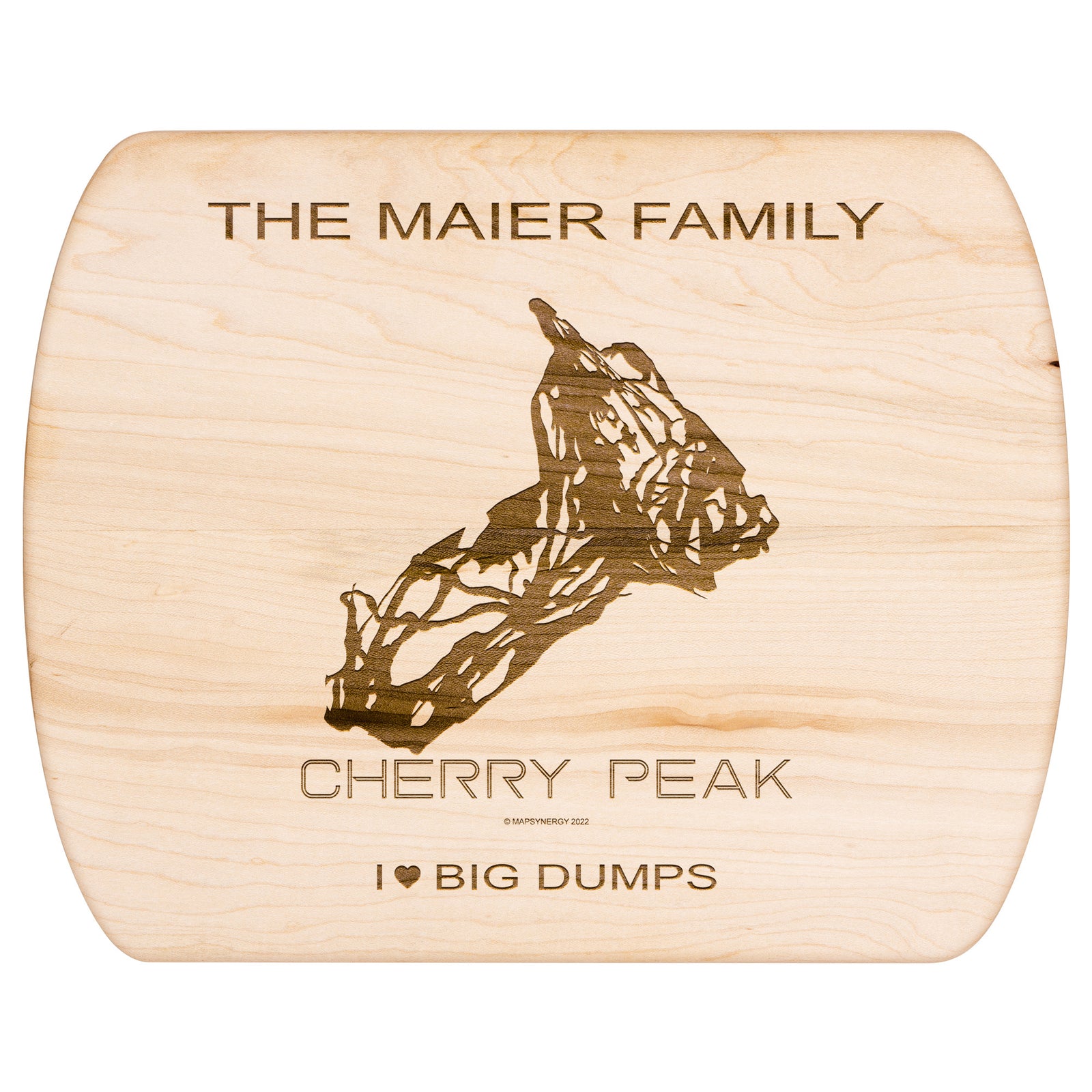 PERSONALIZED Cherry Peak,Utah SKI TRAIL MAP CUTTING BOARD
