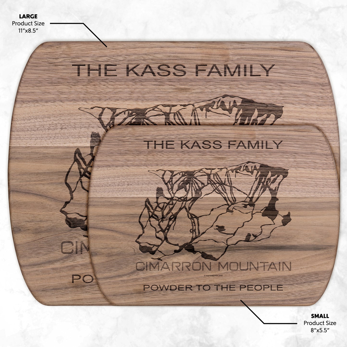 PERSONALIZED Cimarron Mountain ,Colorado SKI TRAIL MAP CUTTING BOARD - Powderaddicts
