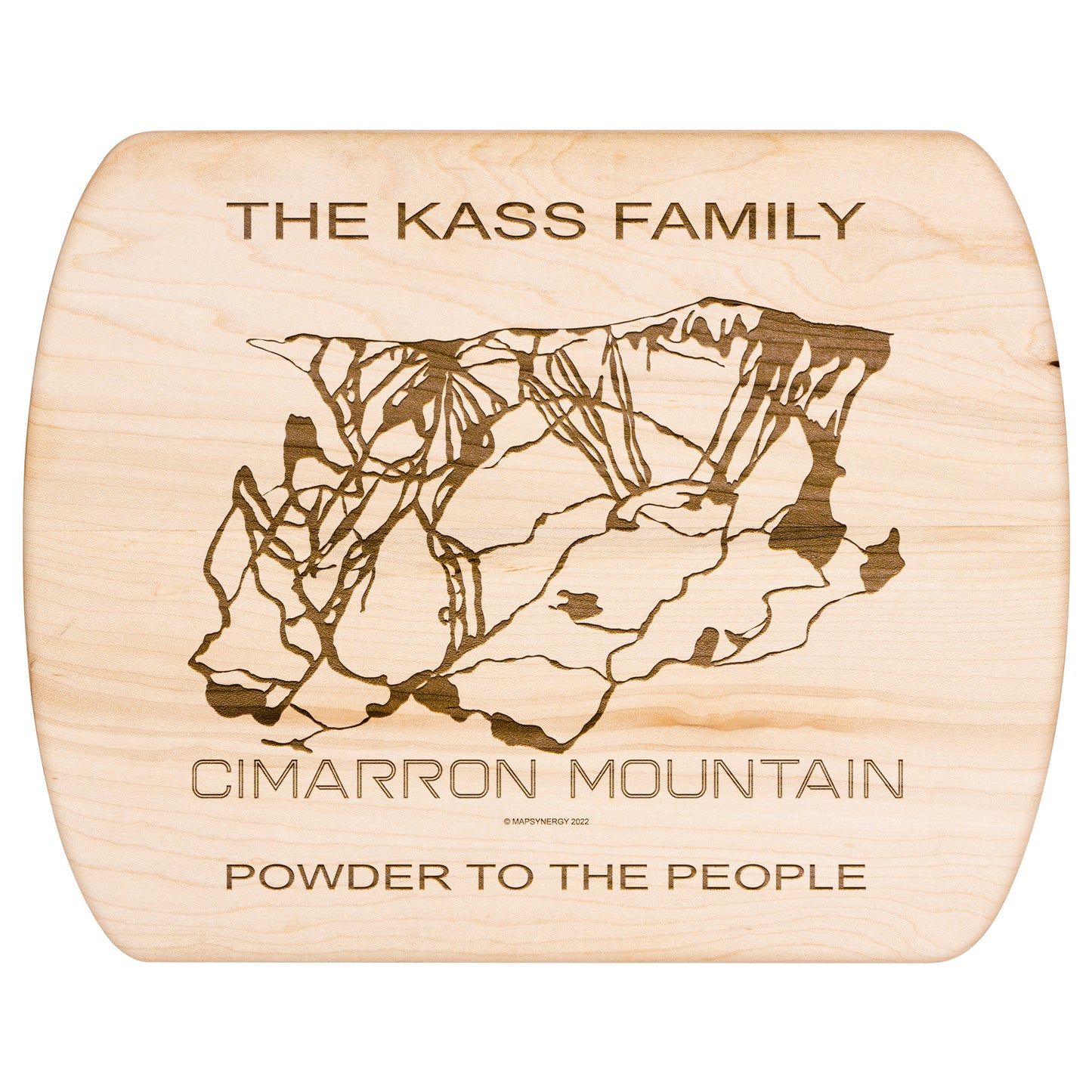 PERSONALIZED Cimarron Mountain ,Colorado SKI TRAIL MAP CUTTING BOARD - Powderaddicts