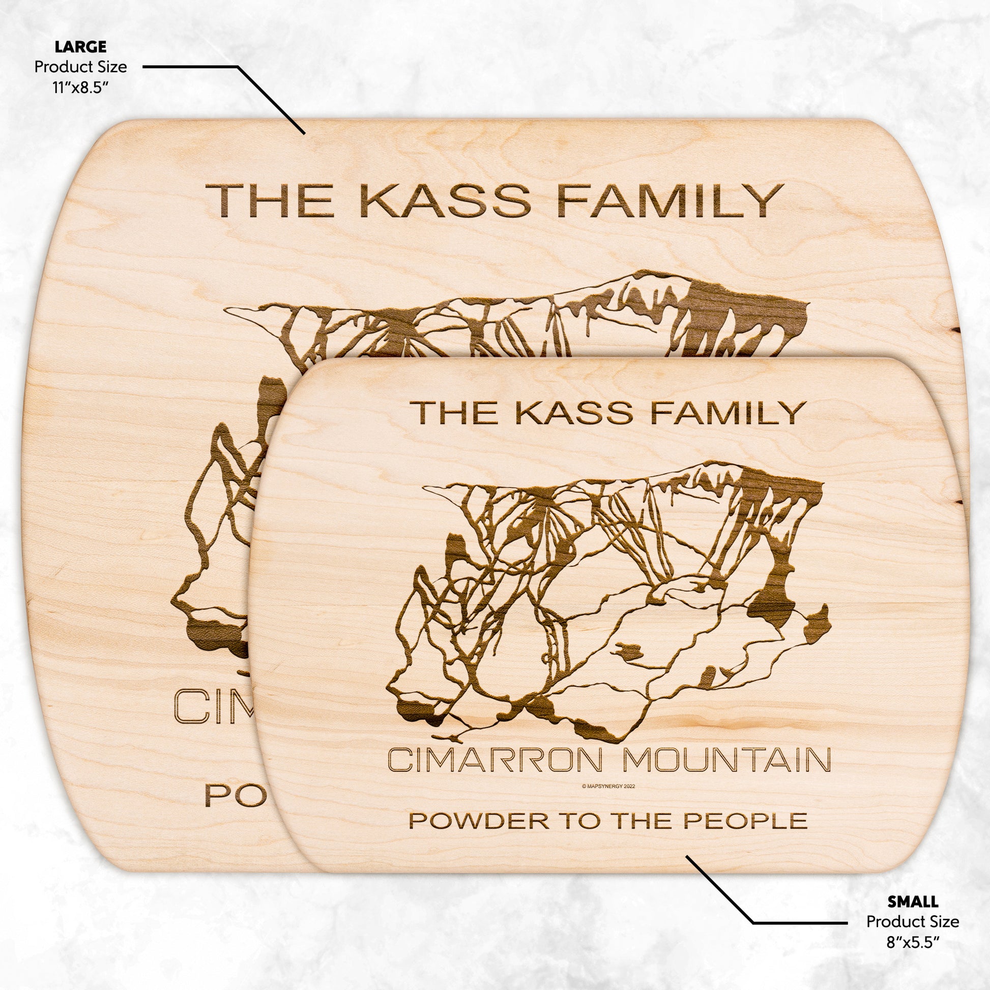 PERSONALIZED Cimarron Mountain ,Colorado SKI TRAIL MAP CUTTING BOARD - Powderaddicts