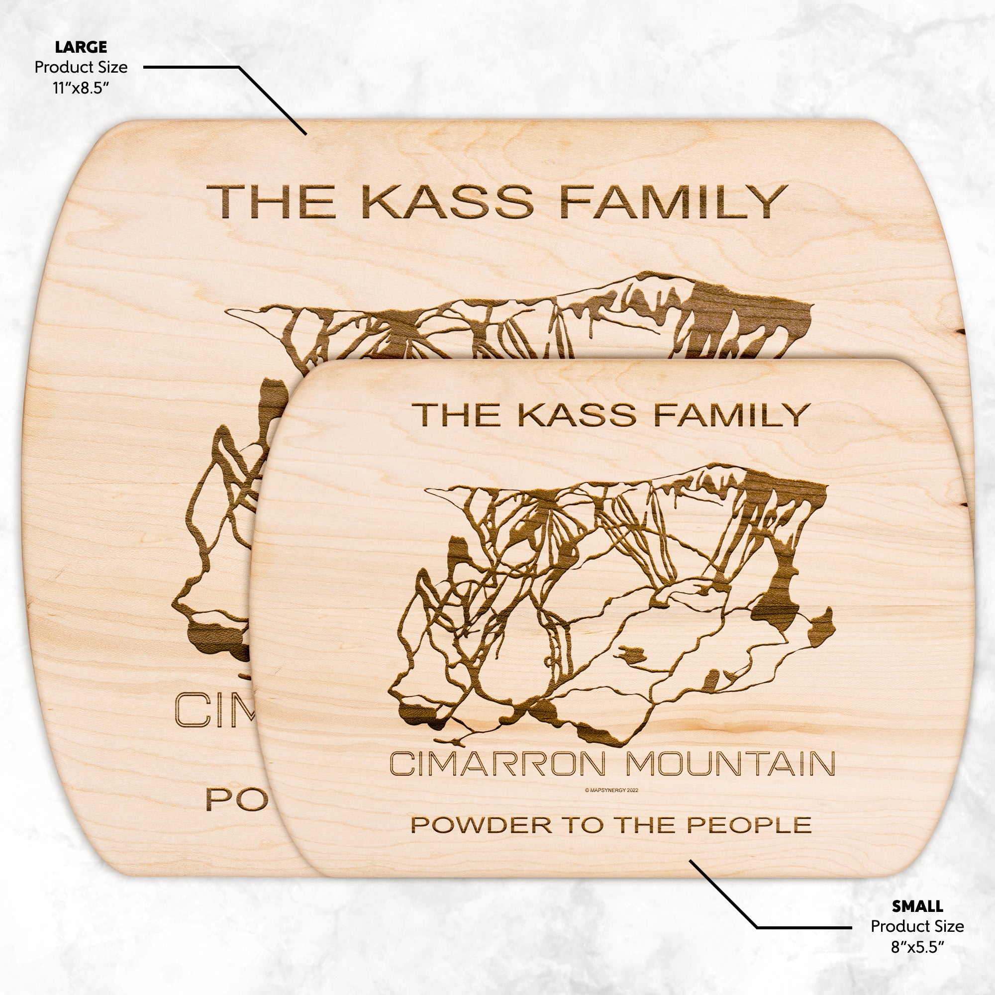 PERSONALIZED Cimarron Mountain ,Colorado SKI TRAIL MAP CUTTING BOARD