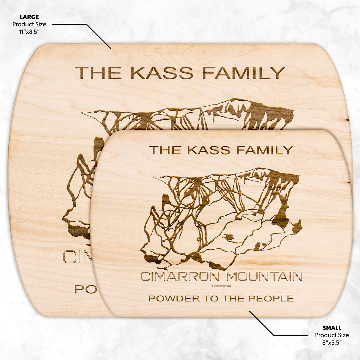 PERSONALIZED Cimarron Mountain ,Colorado SKI TRAIL MAP CUTTING BOARD