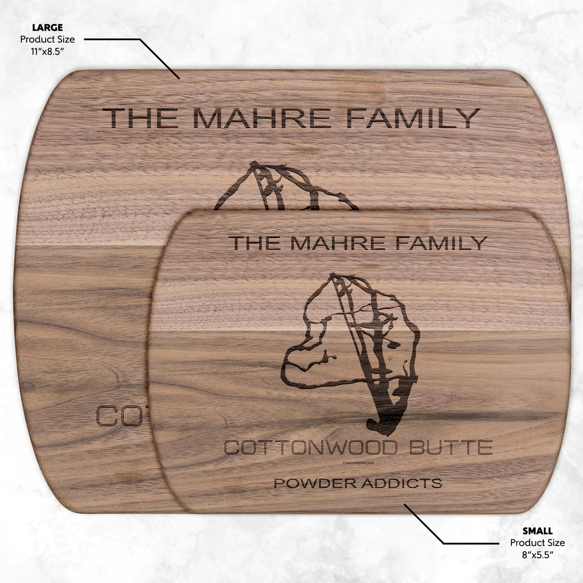 PERSONALIZED Cottonwood Butte , Idaho SKI TRAIL MAP CUTTING BOARD