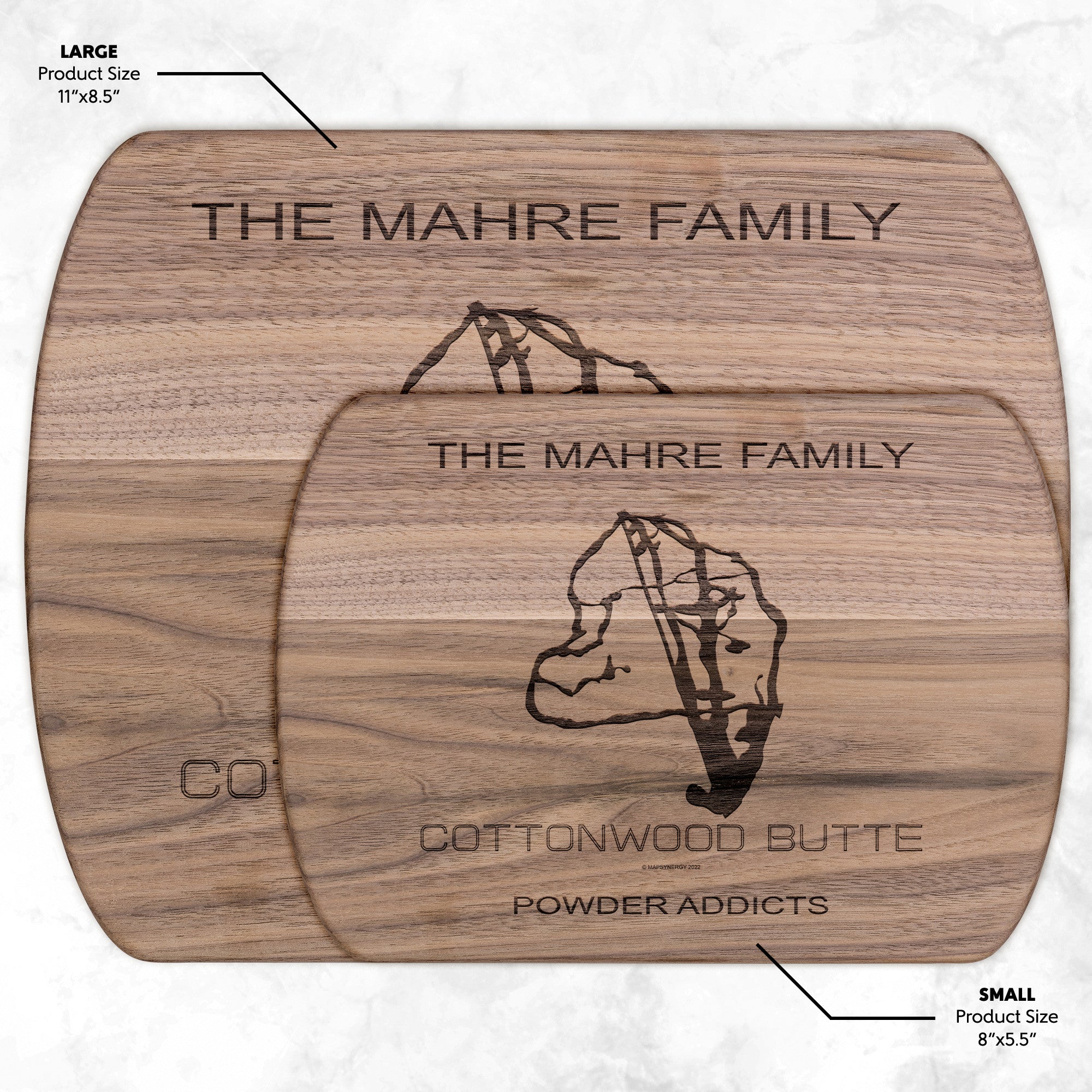 PERSONALIZED Cottonwood Butte , Idaho SKI TRAIL MAP CUTTING BOARD