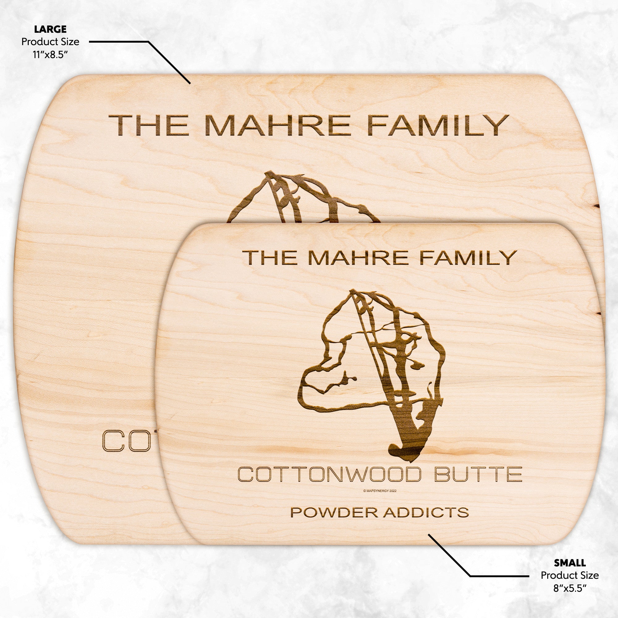 PERSONALIZED Cottonwood Butte , Idaho SKI TRAIL MAP CUTTING BOARD