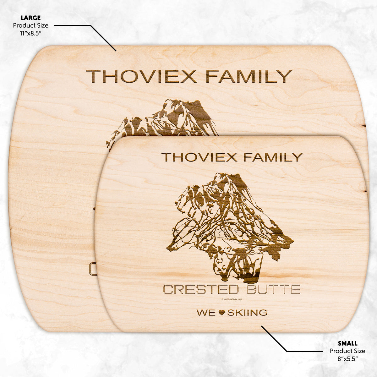 PERSONALIZED Crested Butte ,Colorado SKI TRAIL MAP CUTTING BOARD